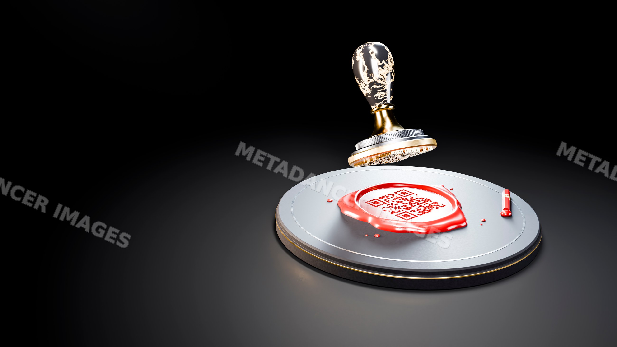 Wax seal stamp with qr code wax imprint on metal base