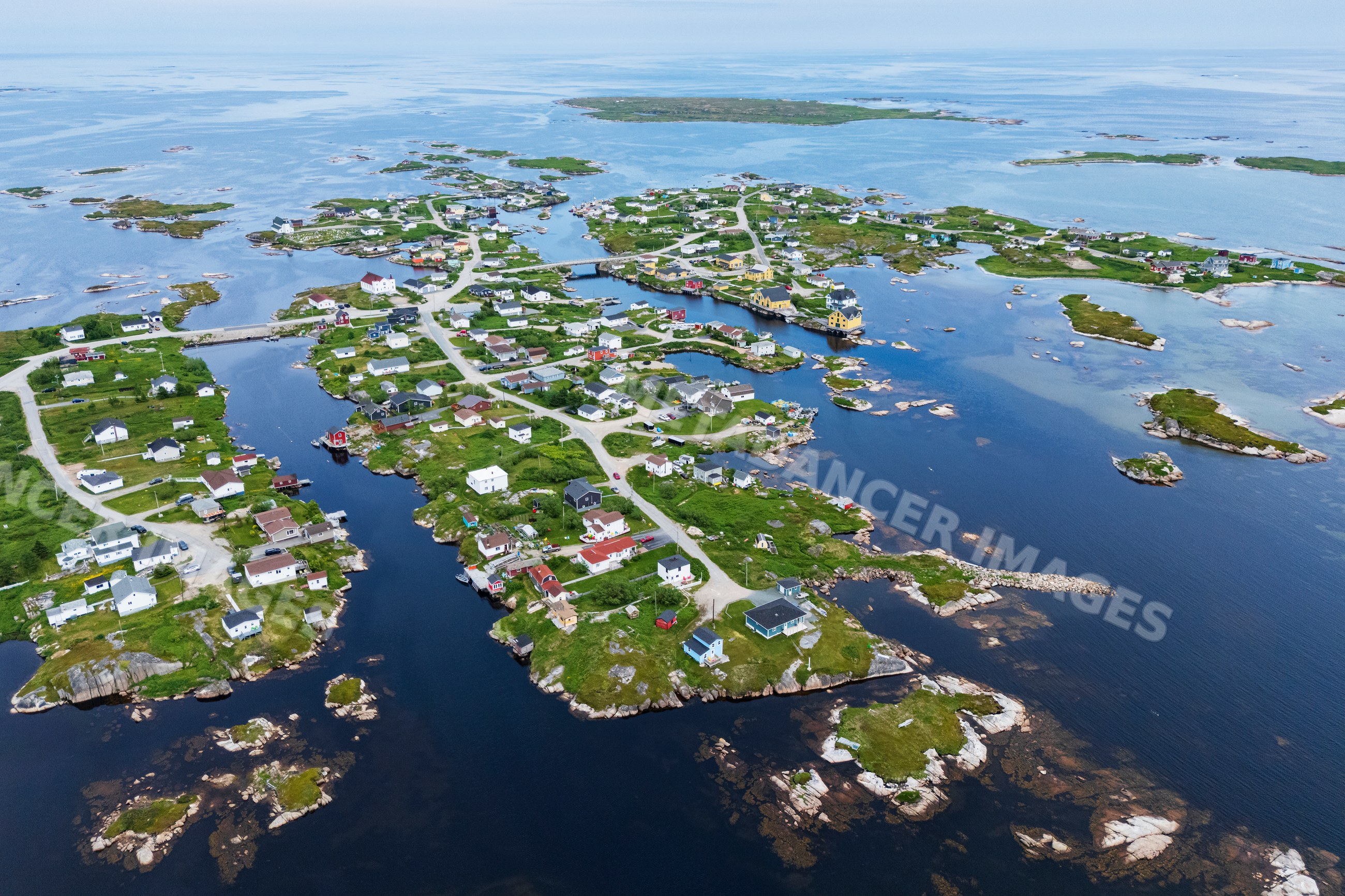 Aerial view of island community in Newtown, Newfoundland & labrador