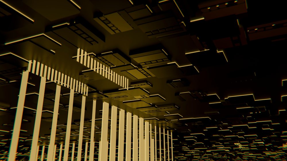 Digital architecture with illuminated 3d block structures
