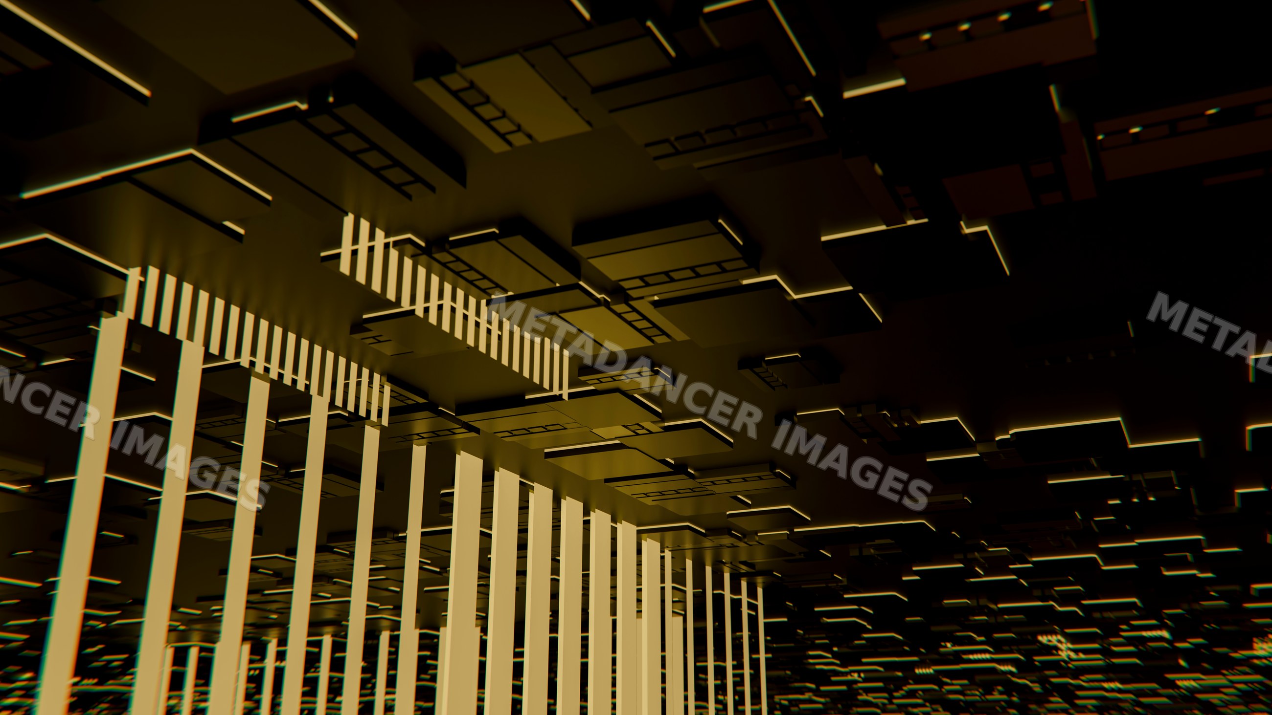 Digital architecture with illuminated 3d block structures