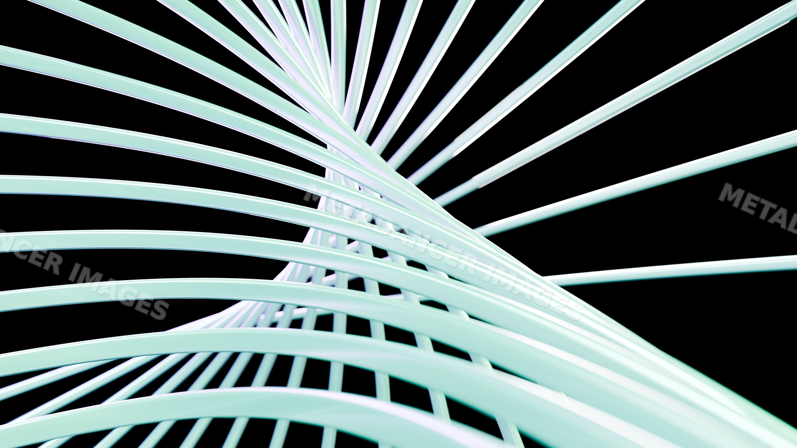 Abstract digital illustration of twisted white curved tubes