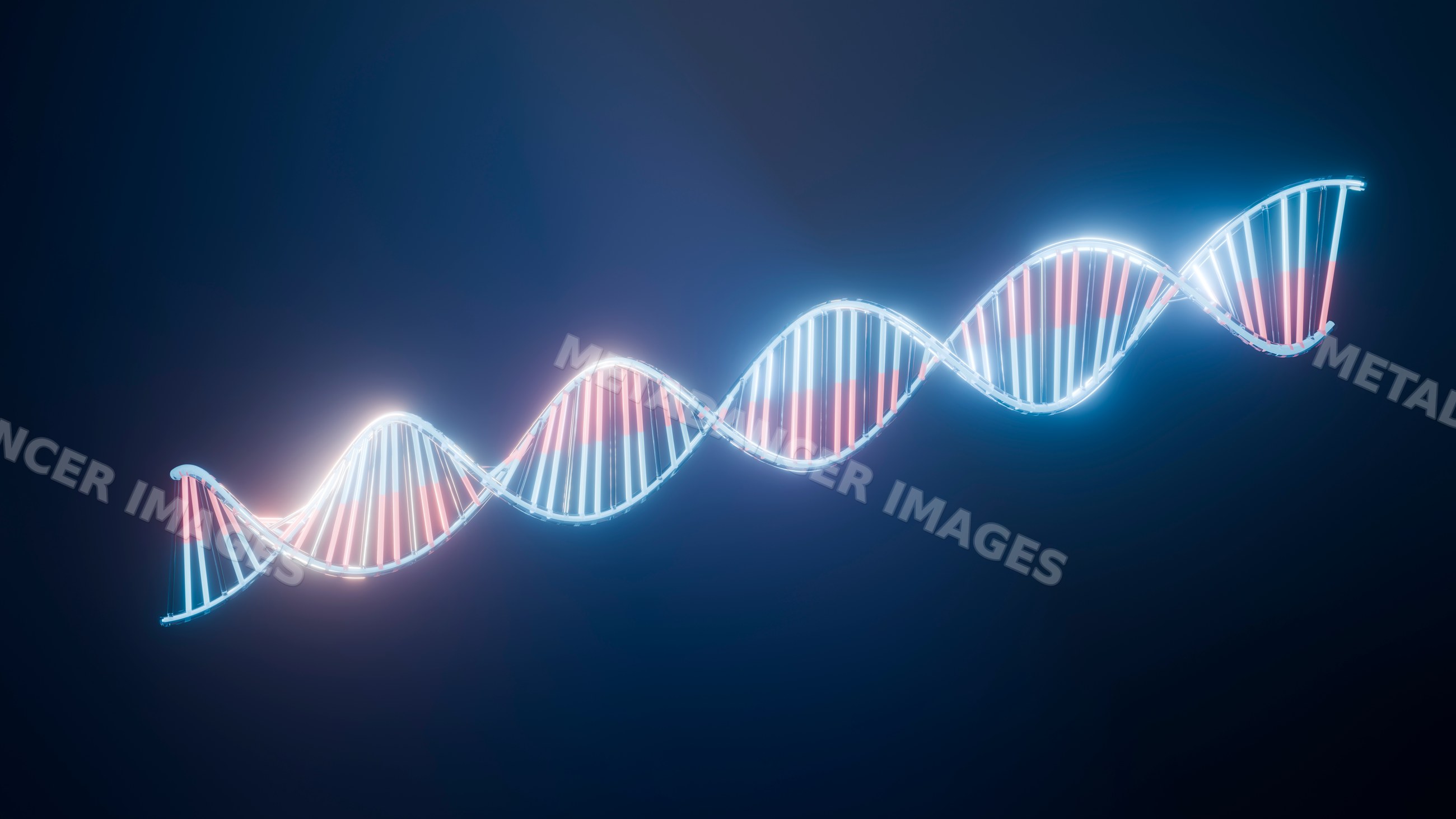 Glowing dna double helix strand representing genetic material