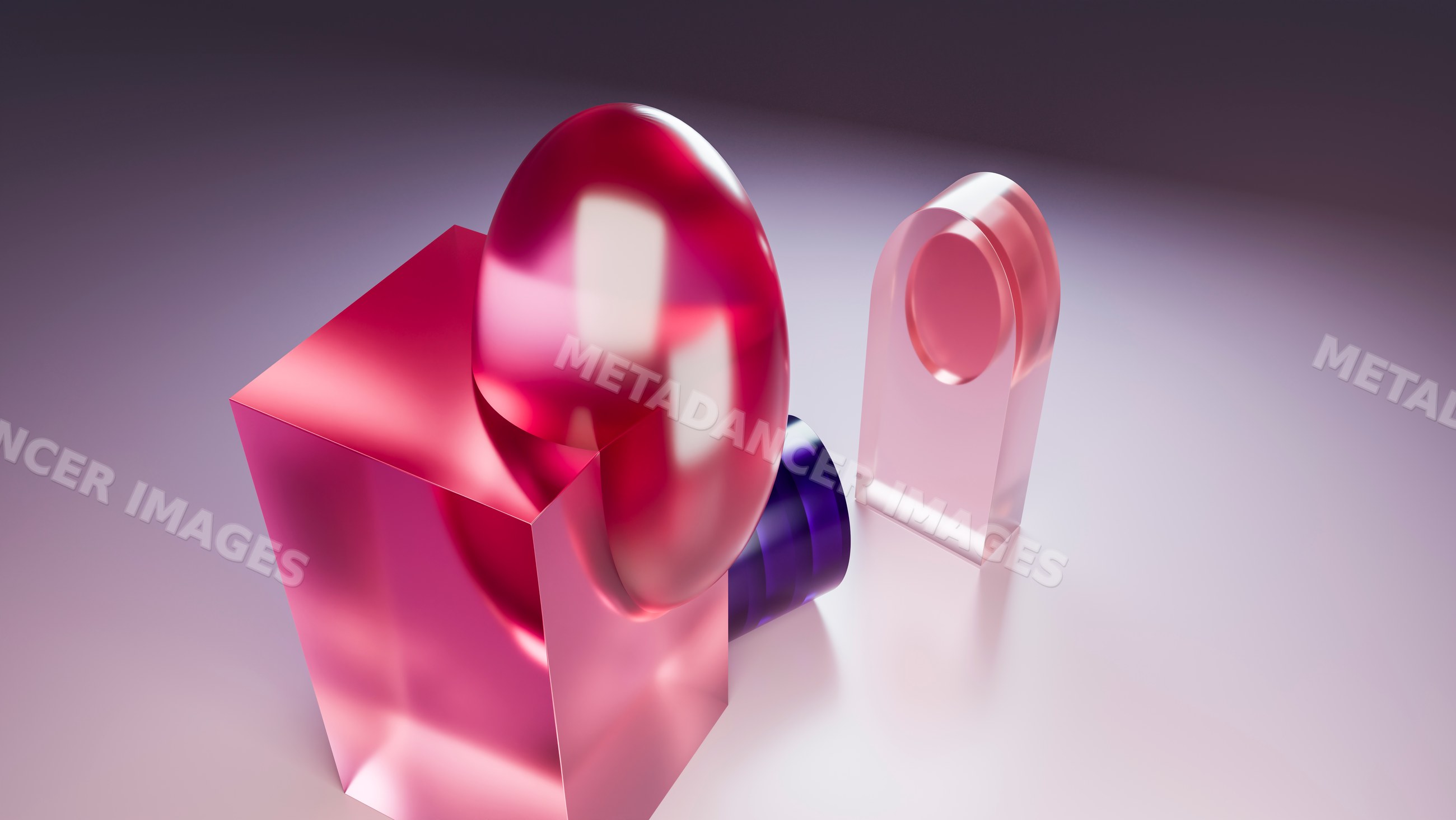 Abstract digital art with transparent geometric shapes and reflections