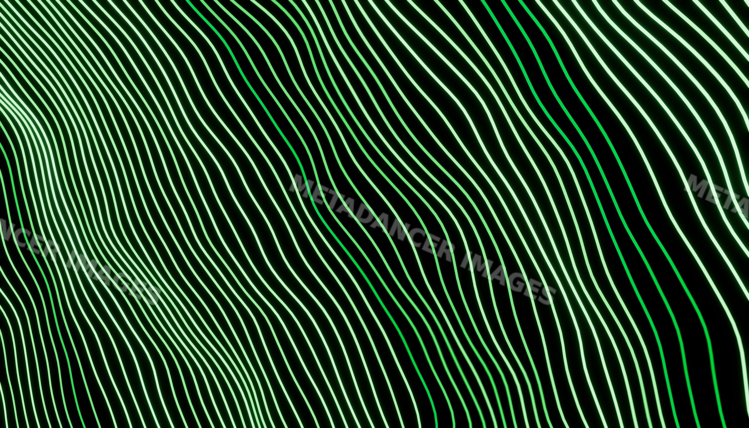 Abstract green glowing wave pattern on dark background