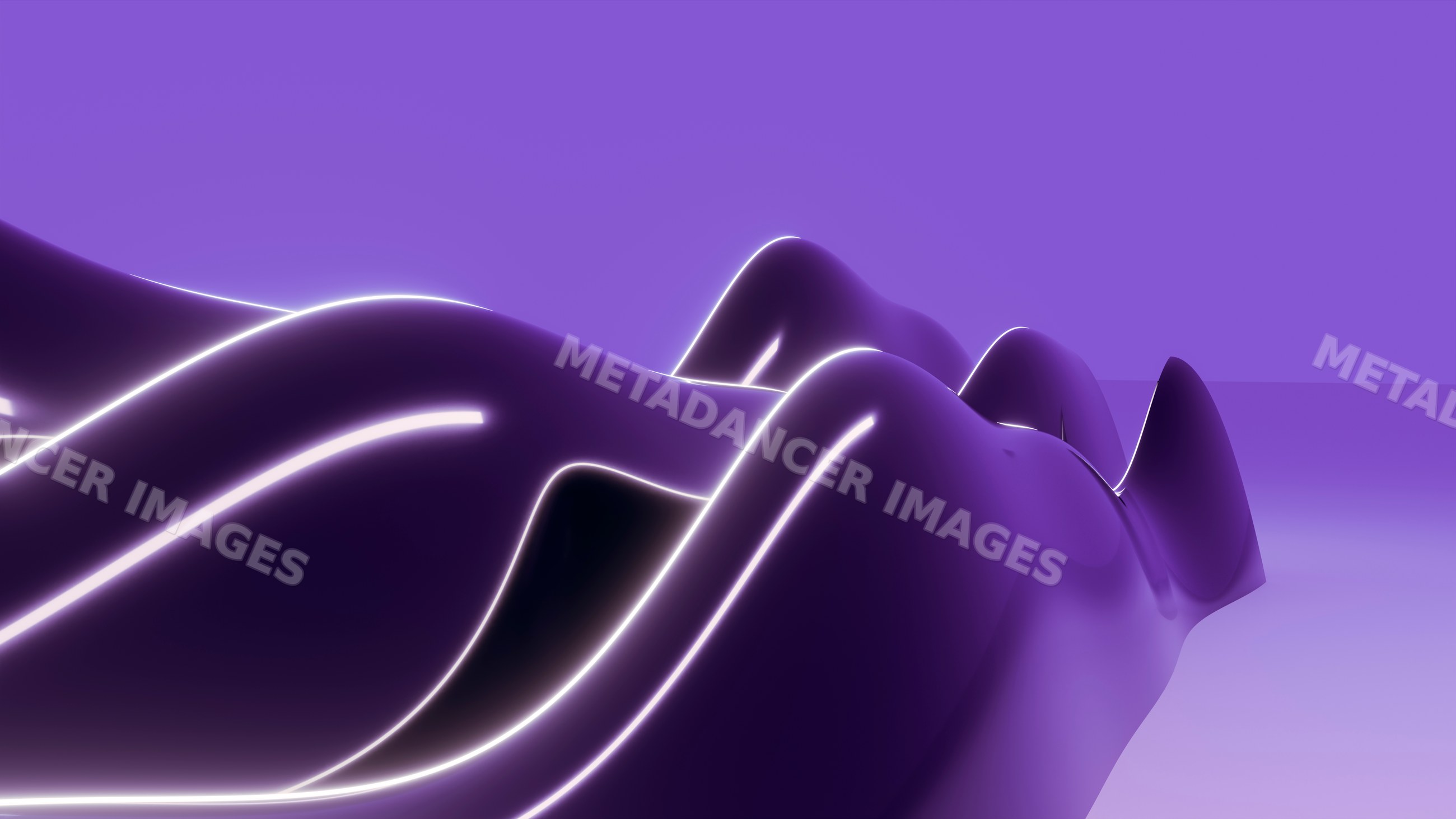 Abstract purple fluid shapes with glowing edges in digital art