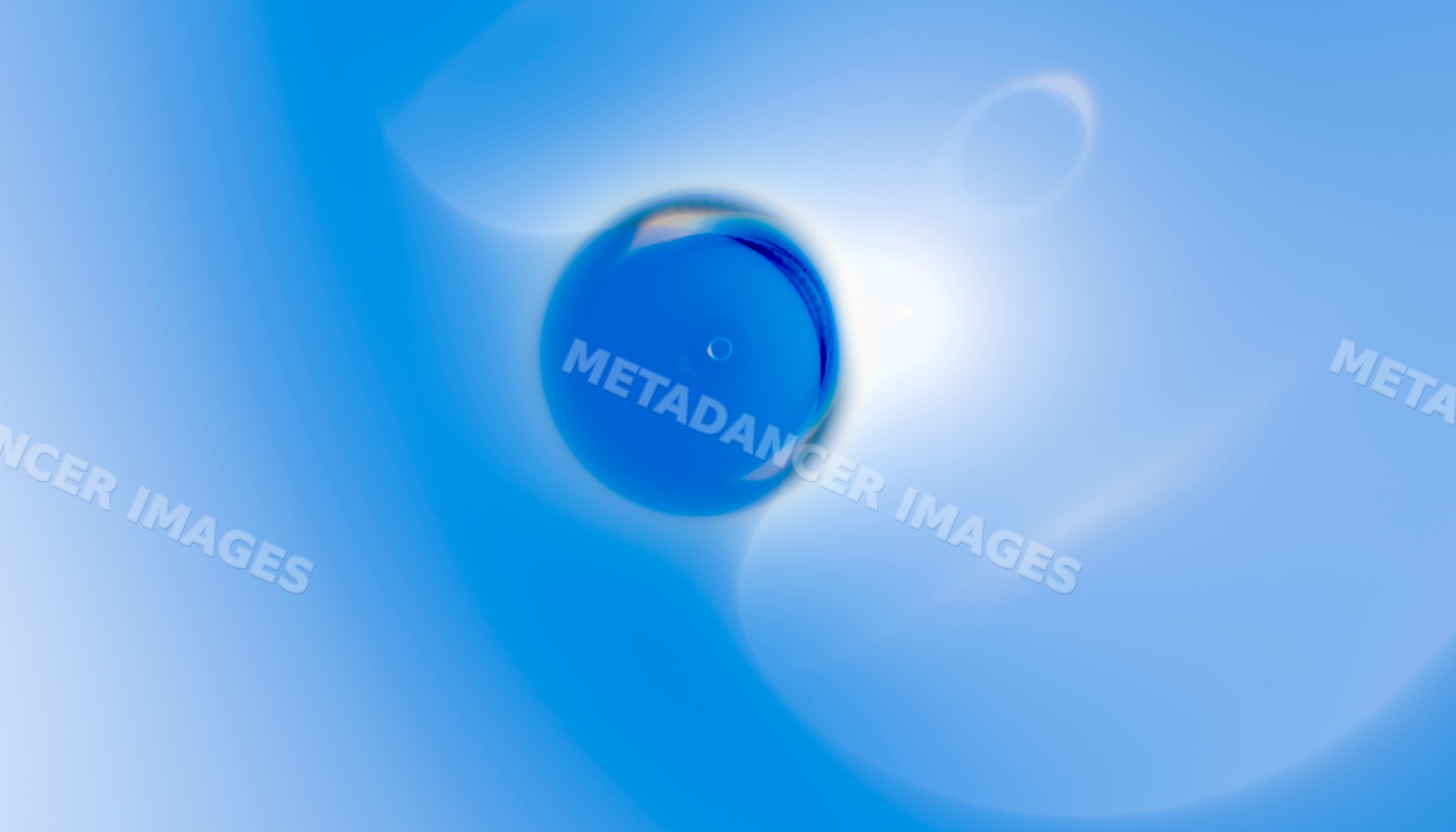 Blue glossy abstract sphere with light reflections on smooth