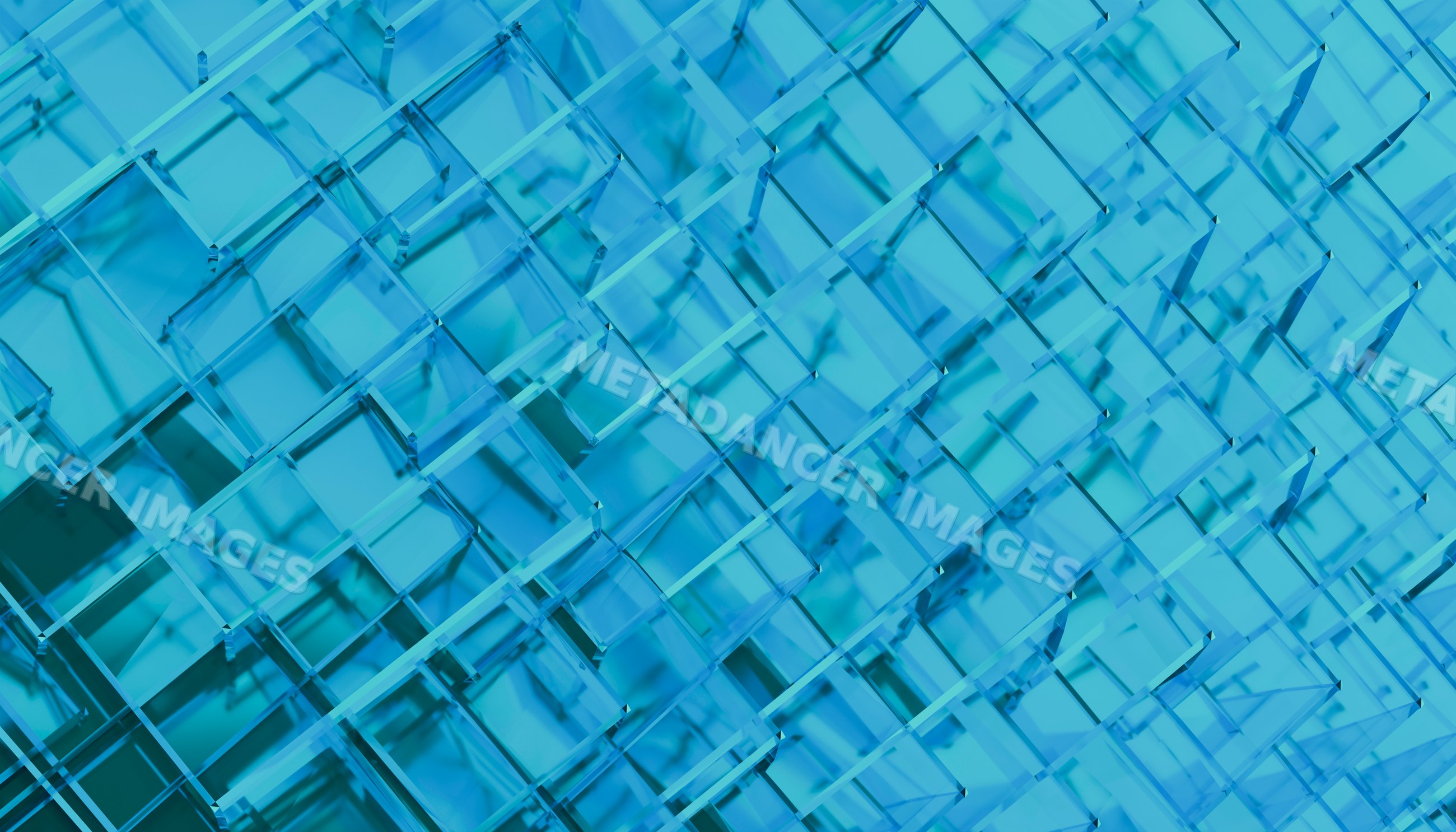 Close-up of blue cubes forming an abstract geometric pattern