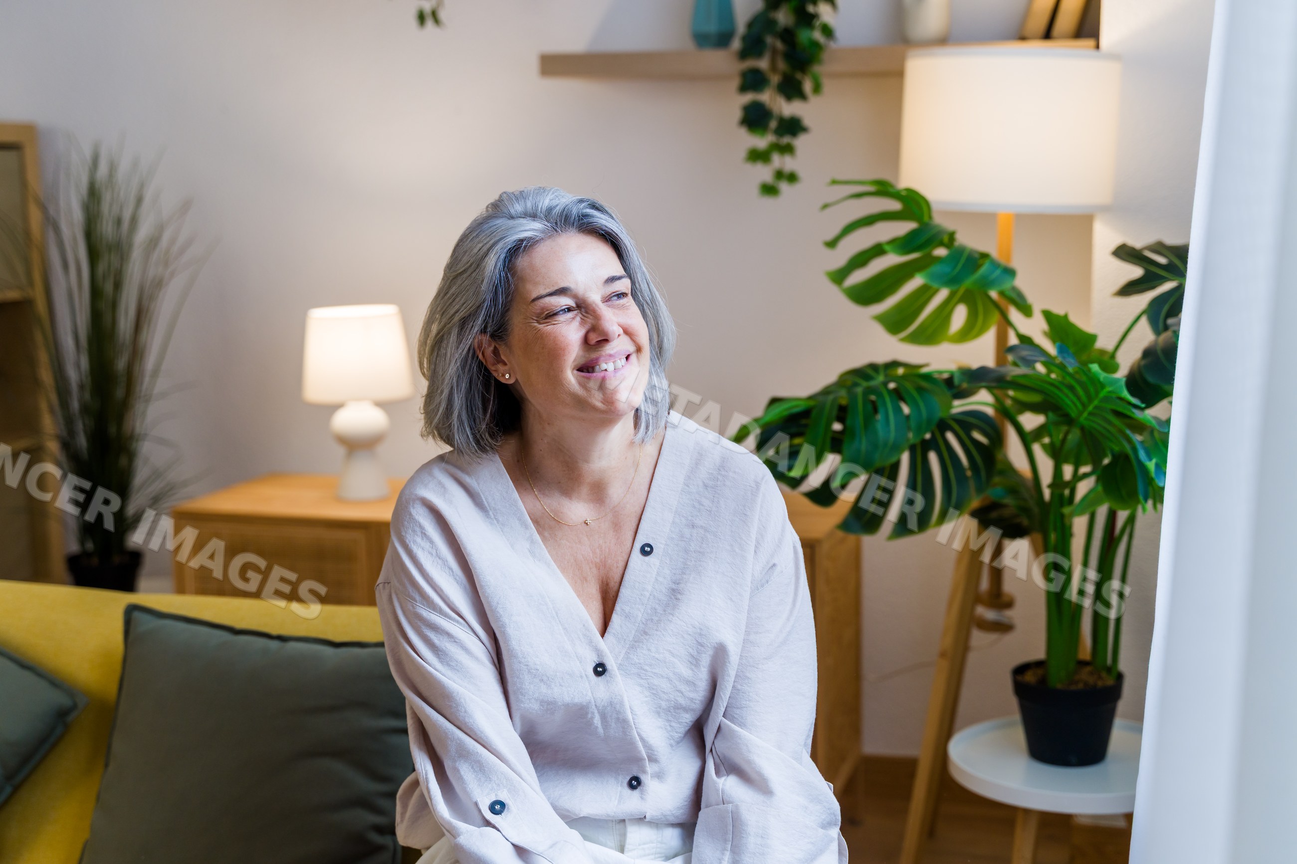 Middle aged white woman smiling