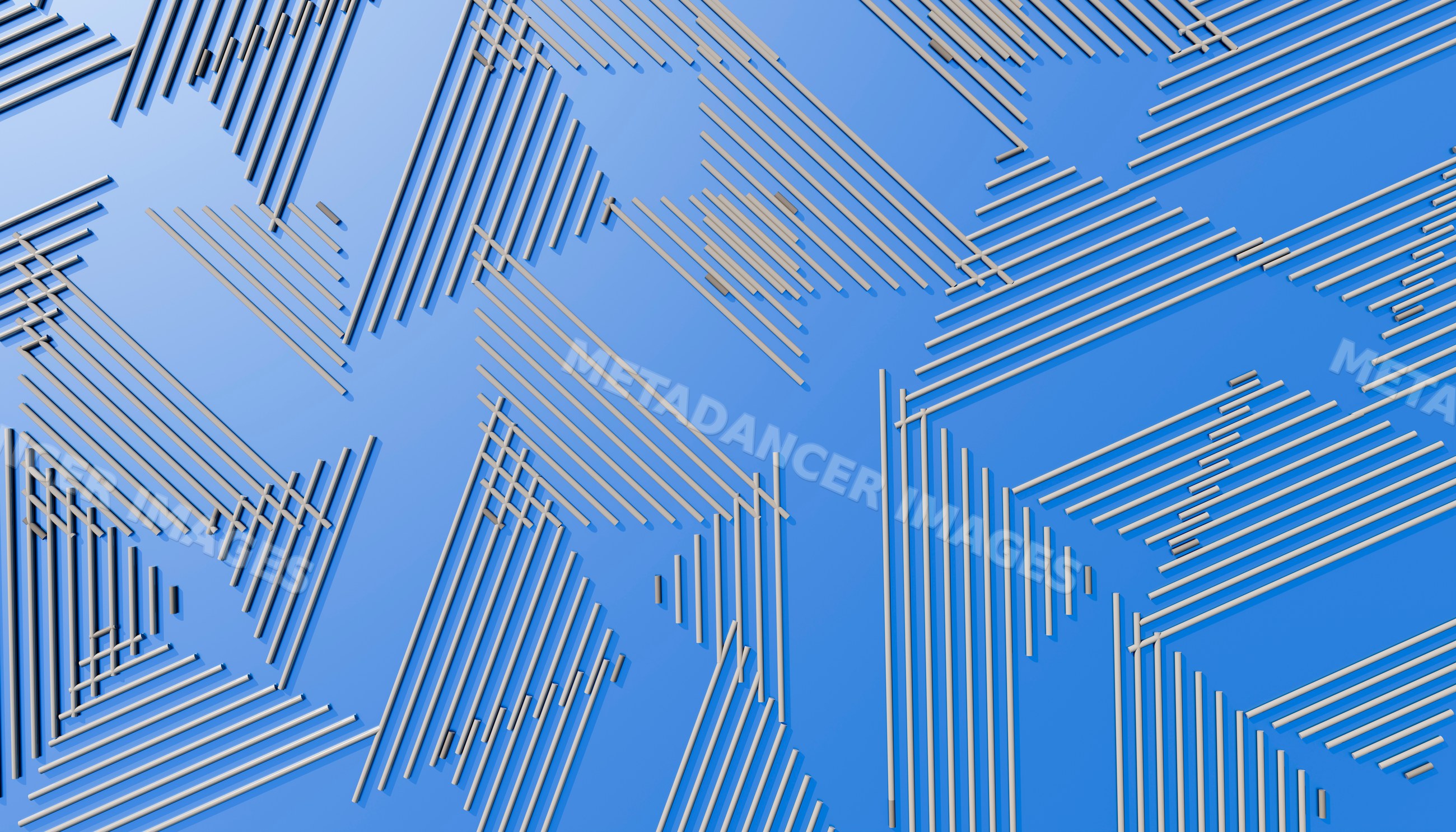 Abstract geometric pattern of parallel rods on blue background