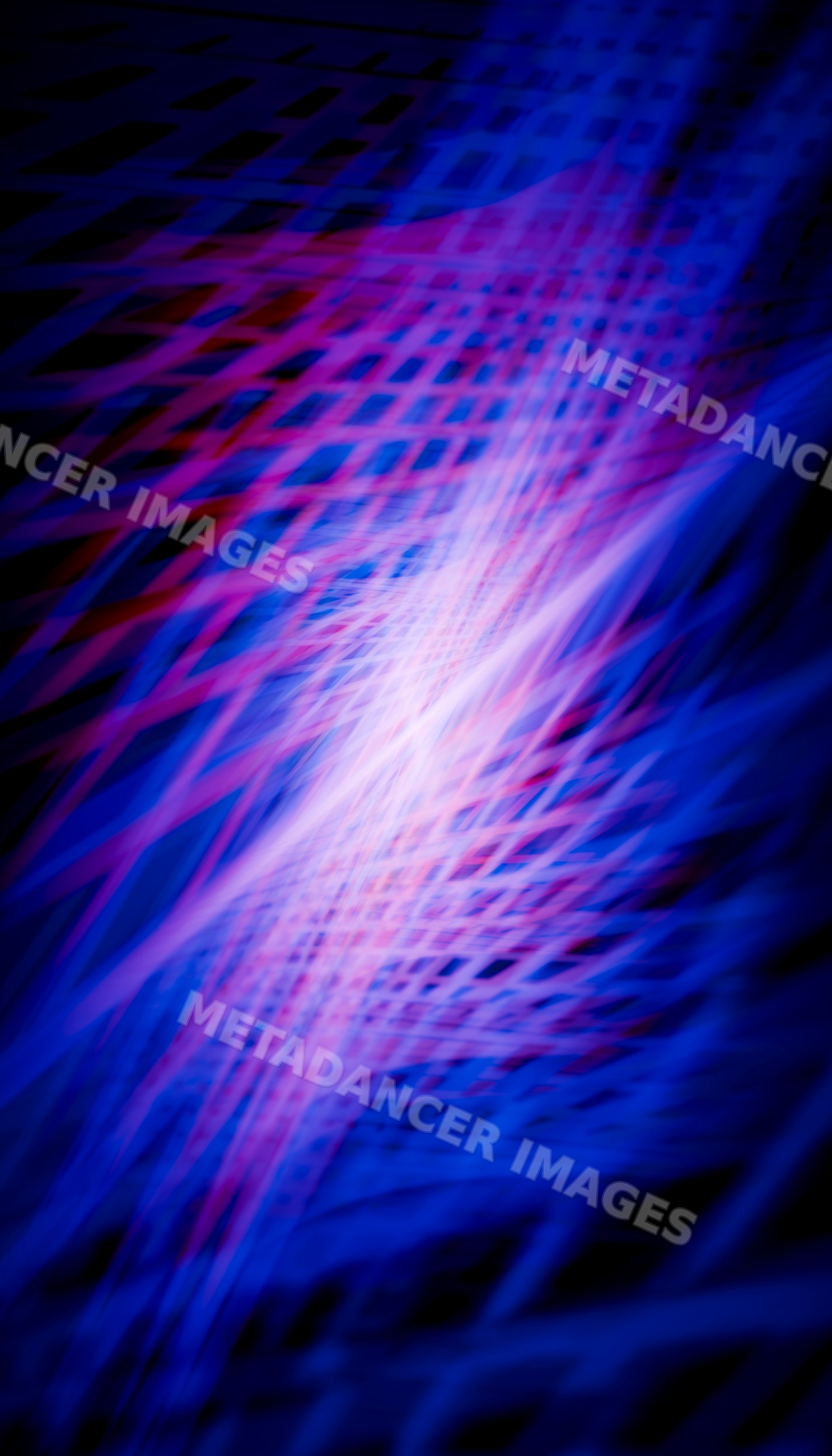 Abstract light trails form dynamic blue and pink geometric patterns