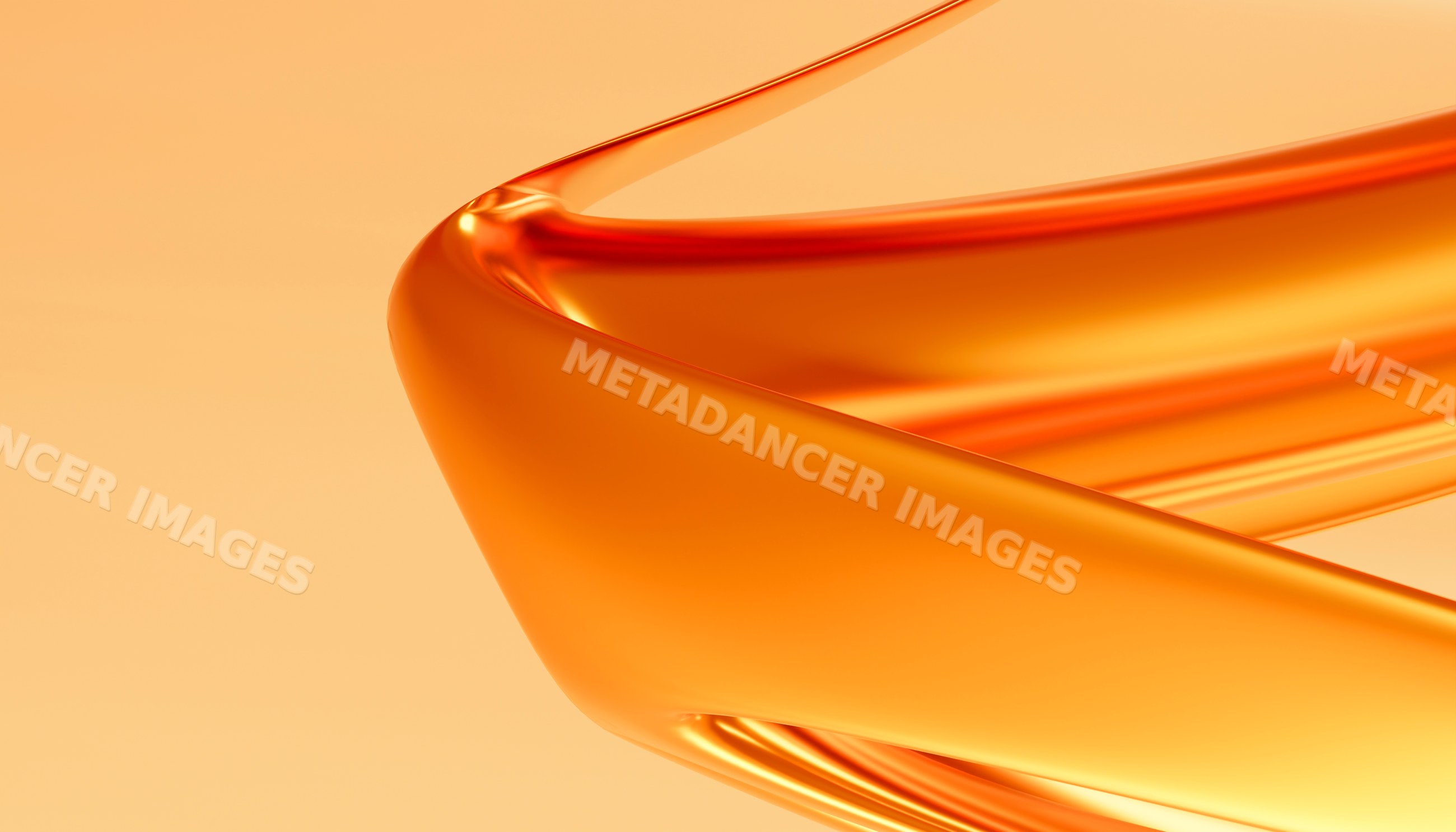 Abstract close-up of smooth curved orange ribbon with glossy texture