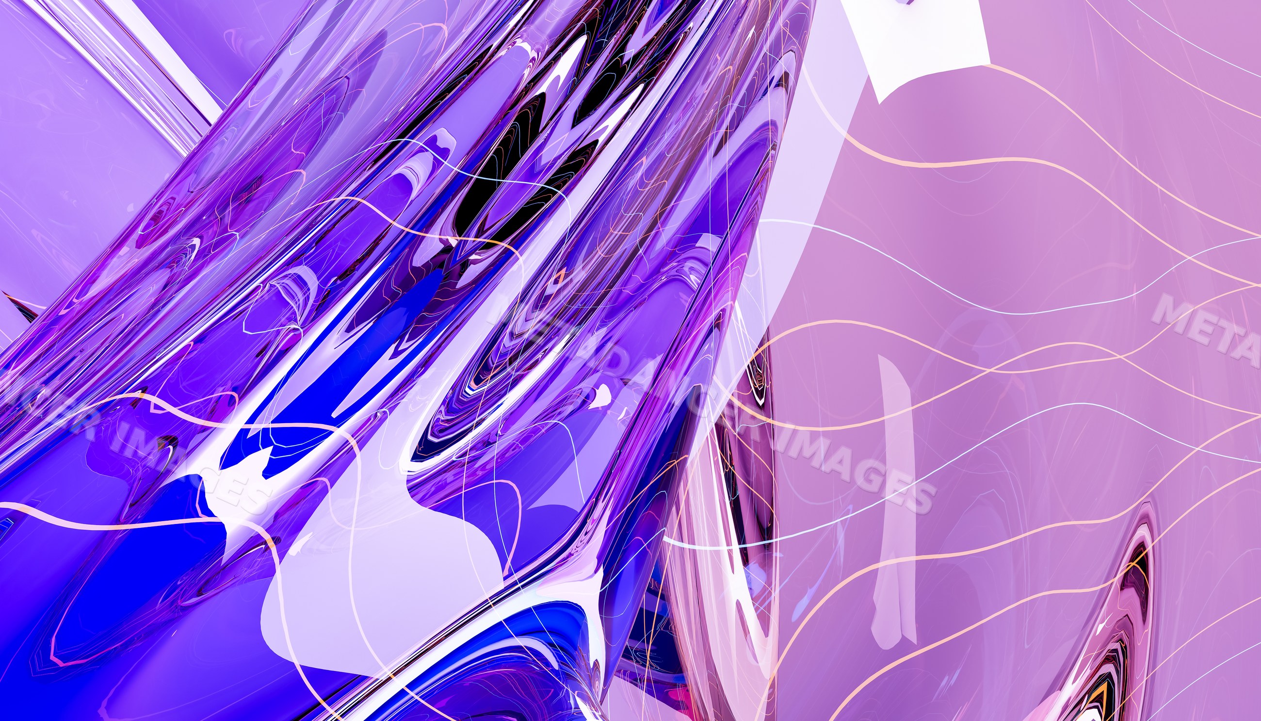 Abstract digital illustration of purple glossy waves with flowing