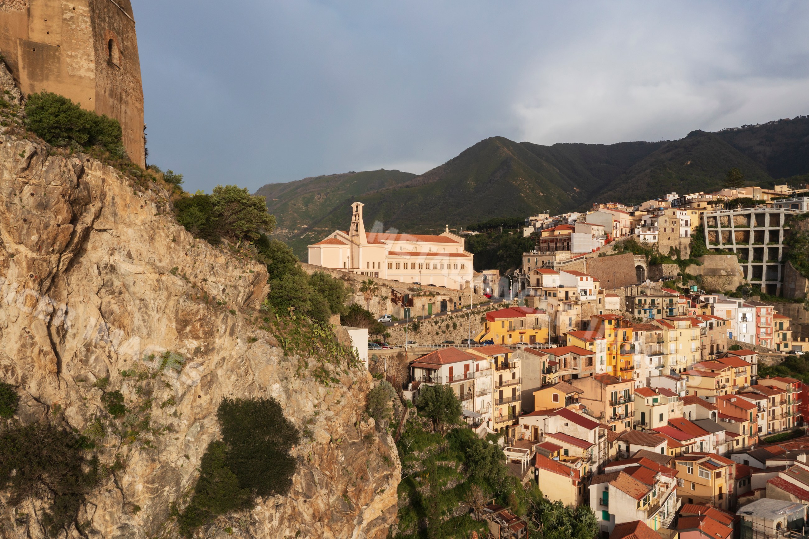 Scilla town with Castello Ruffo and Chiesa Maria Santissima Immacolata