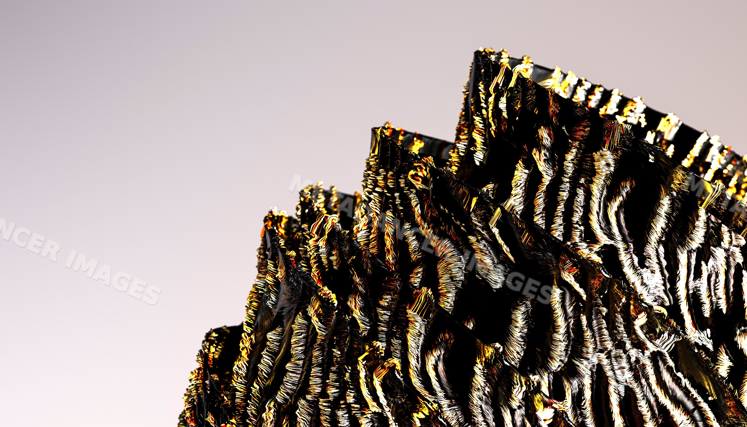 Black tourmaline crystal cluster with striated texture close-up