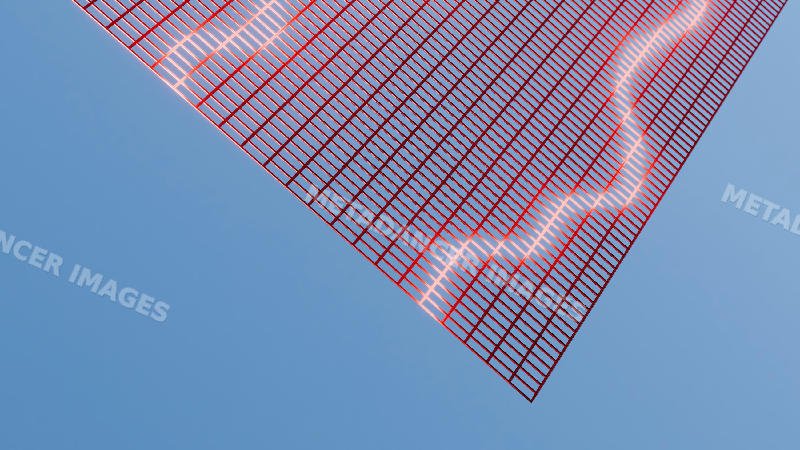 Red grid pattern with glowing light line on blue background