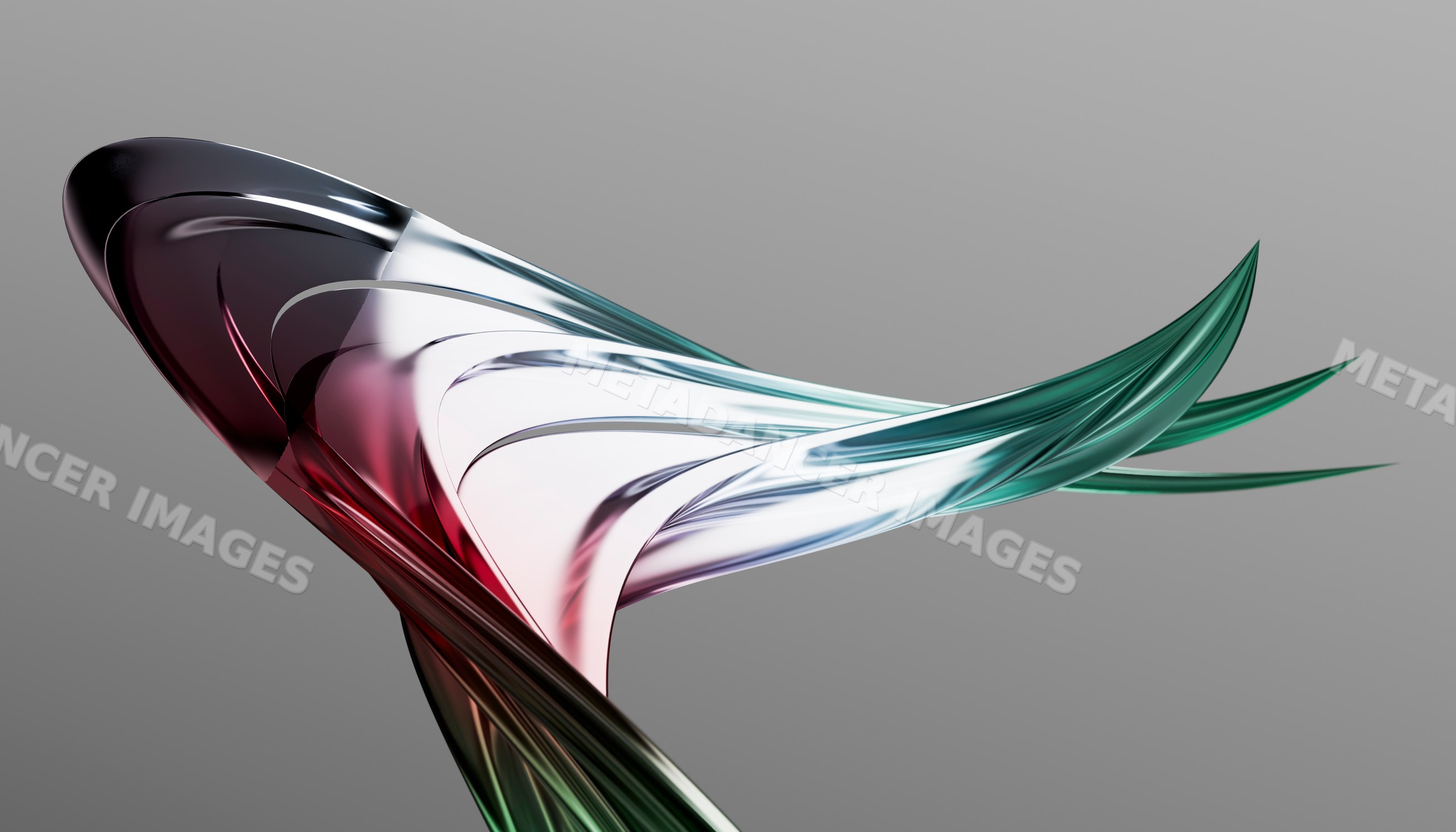 Abstract colorful fluid digital sculpture with smooth reflective