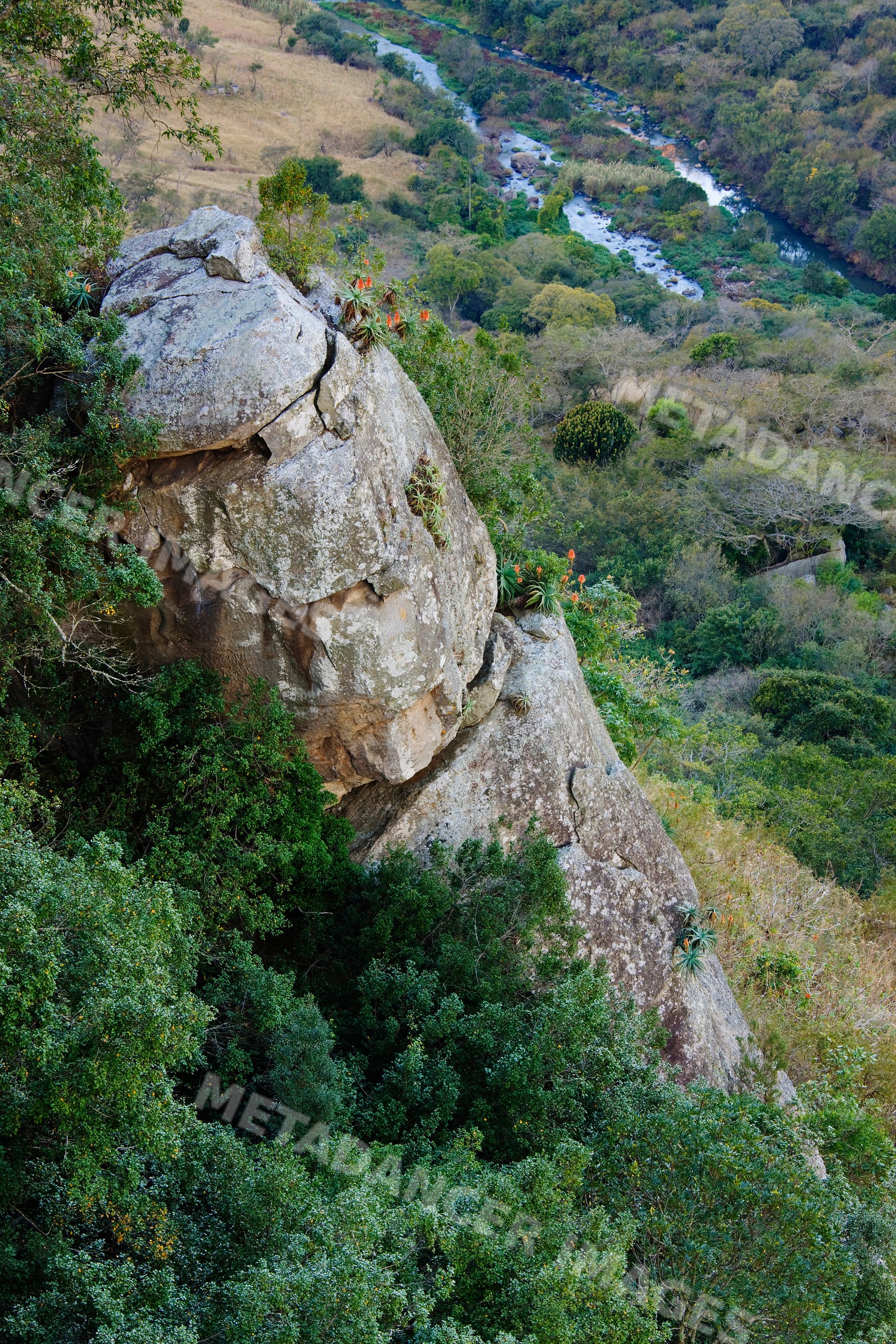 Rock formation and river landscape, kwazulu natal