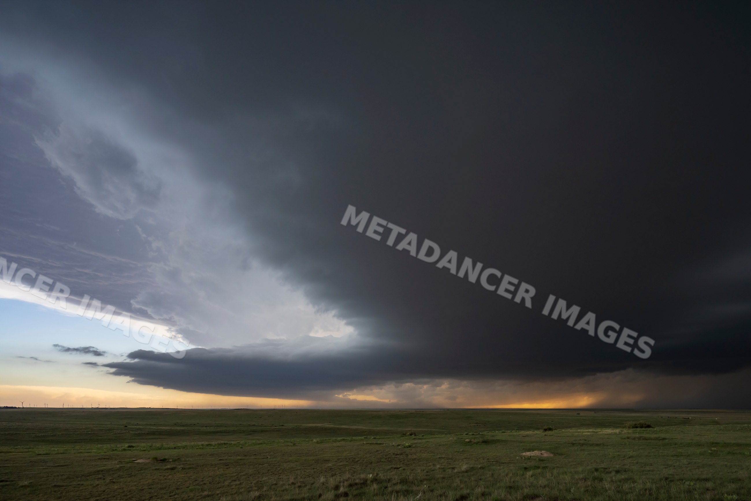 Supercell storm at Sunset over prairie in seibert, colorado