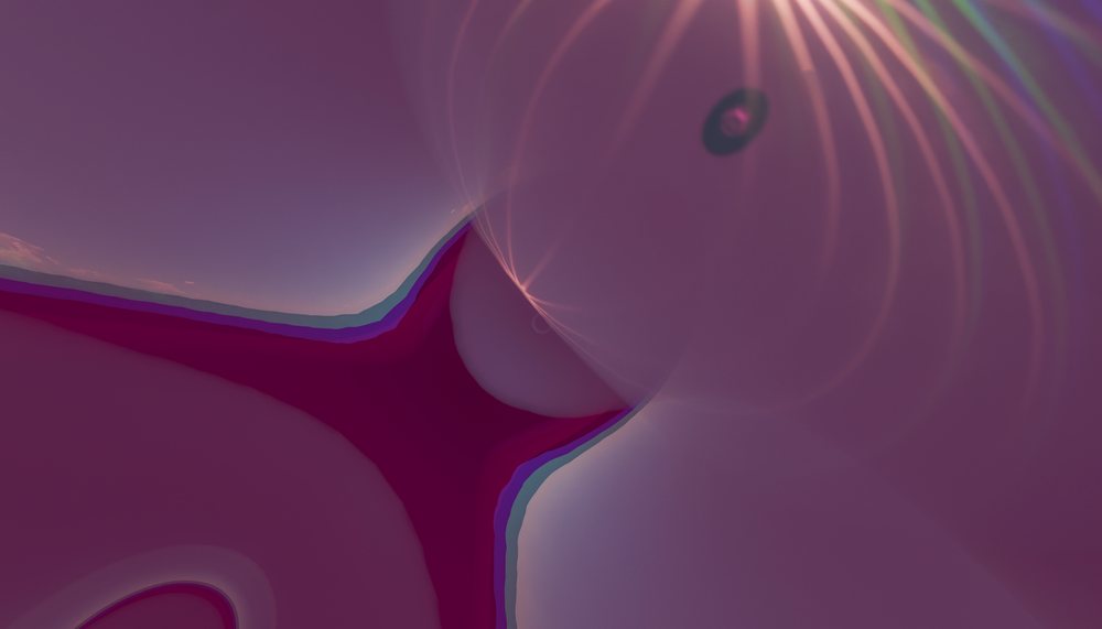 Abstract digital art with glowing purple spheres and smooth curves
