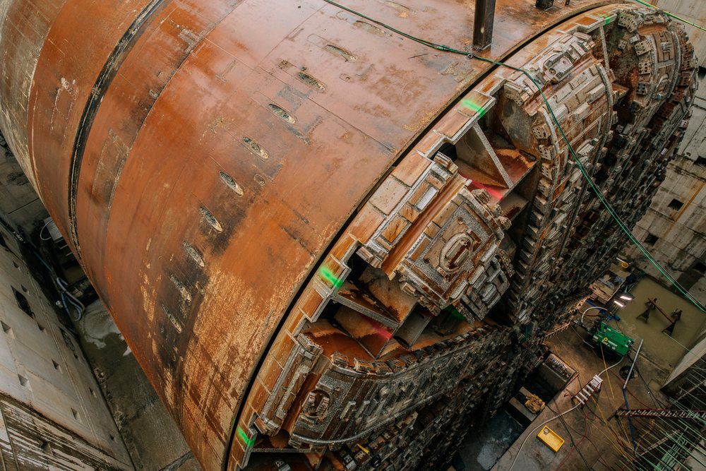 Tunnel boring machine drilling a tunnel during construction