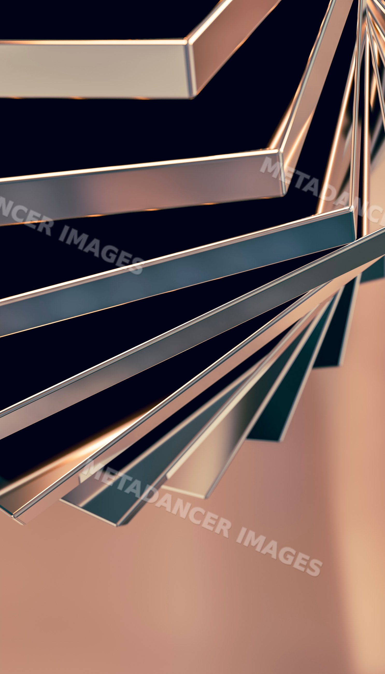 Close-up view of a modern abstract metal sculpture with reflective