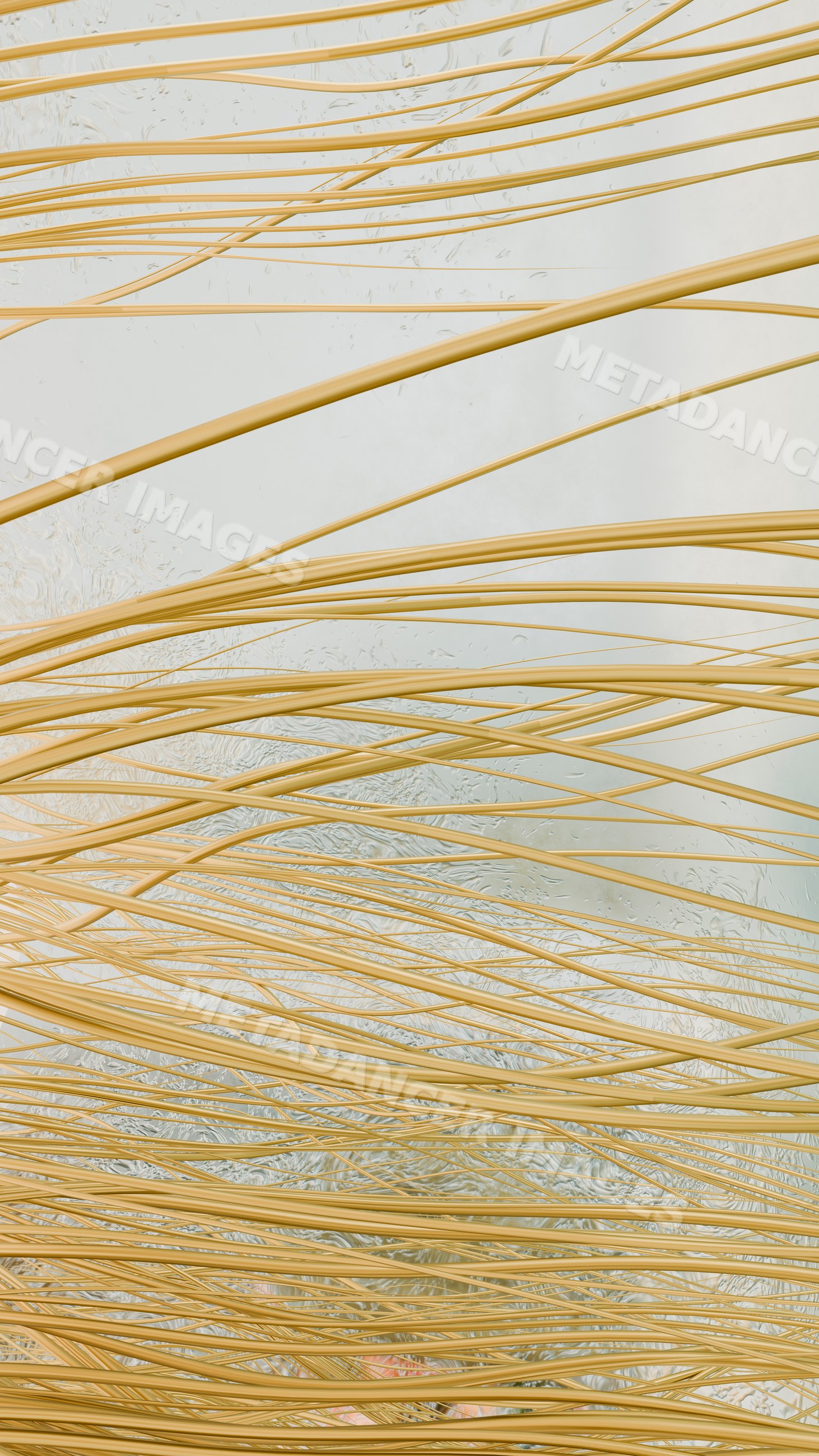Yellow uncooked pasta strands closeup