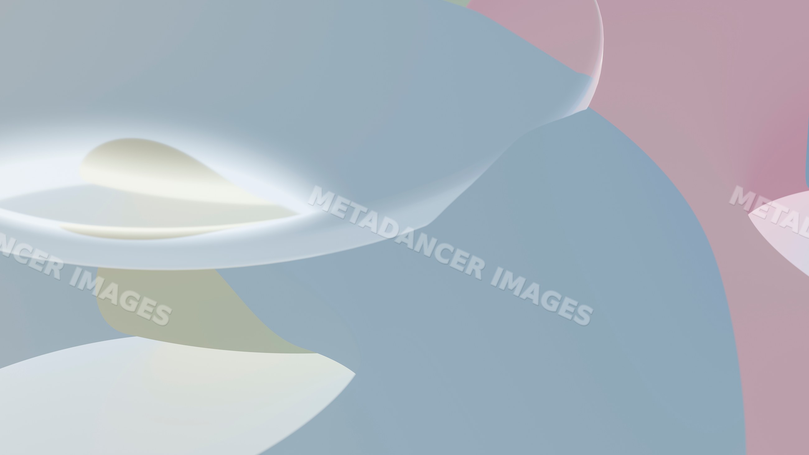 Abstract digital composition of smooth curved shapes in pastel colors