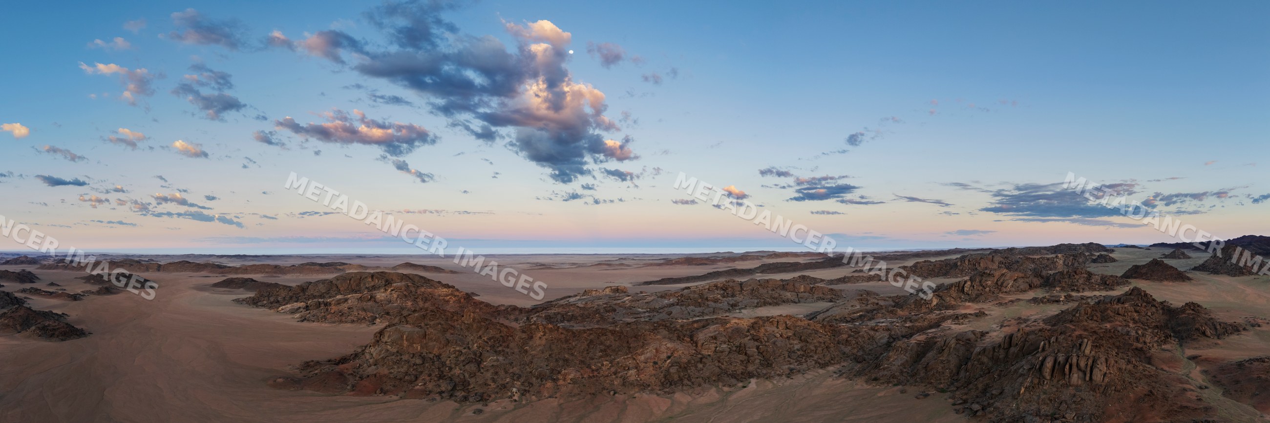 Rock Gardens landscape with rocky desert terrain and twilight sky