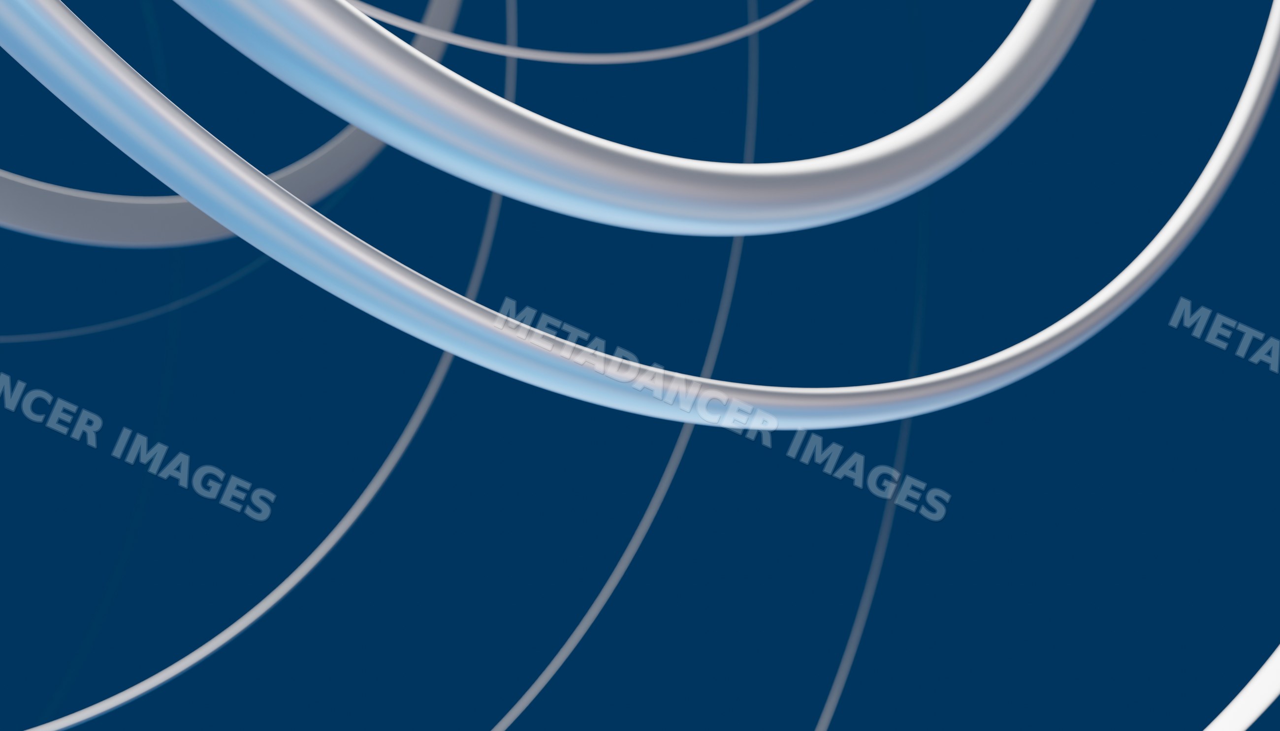 White concentric rings in abstract design over blue background