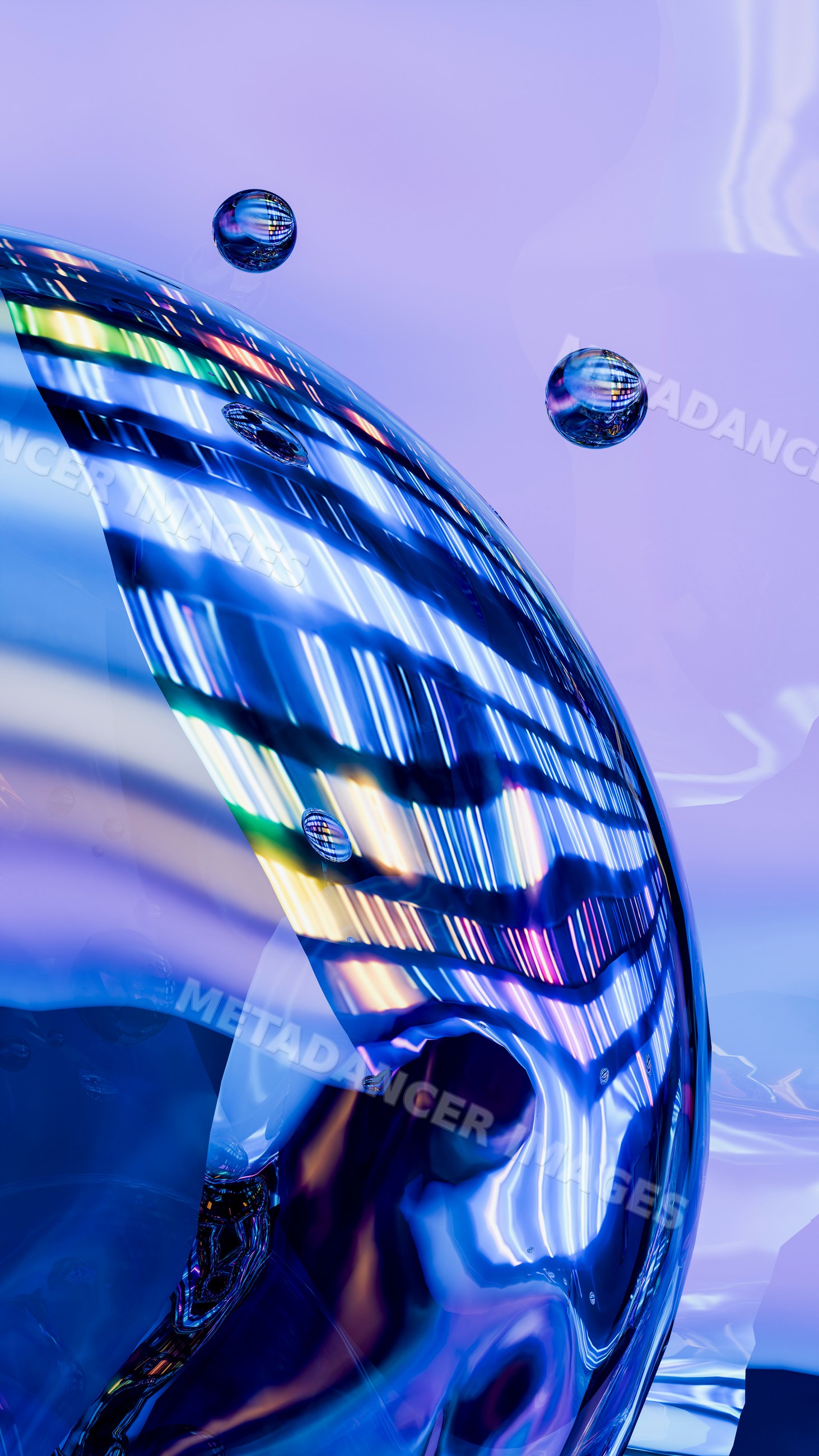 Colorful abstract reflections on translucent bubbles with light