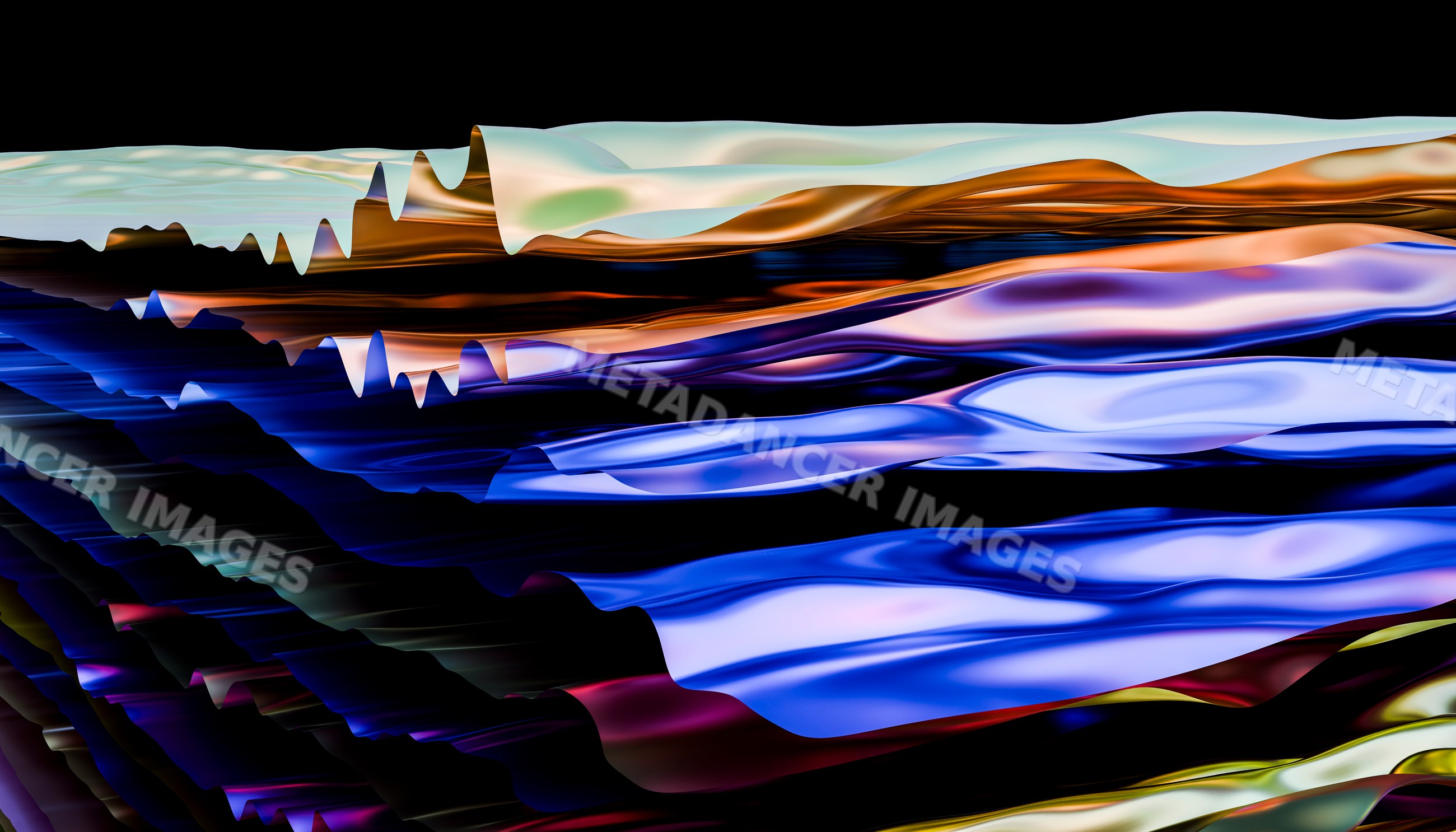 Abstract digital art with colorful fluid waves and layered textures