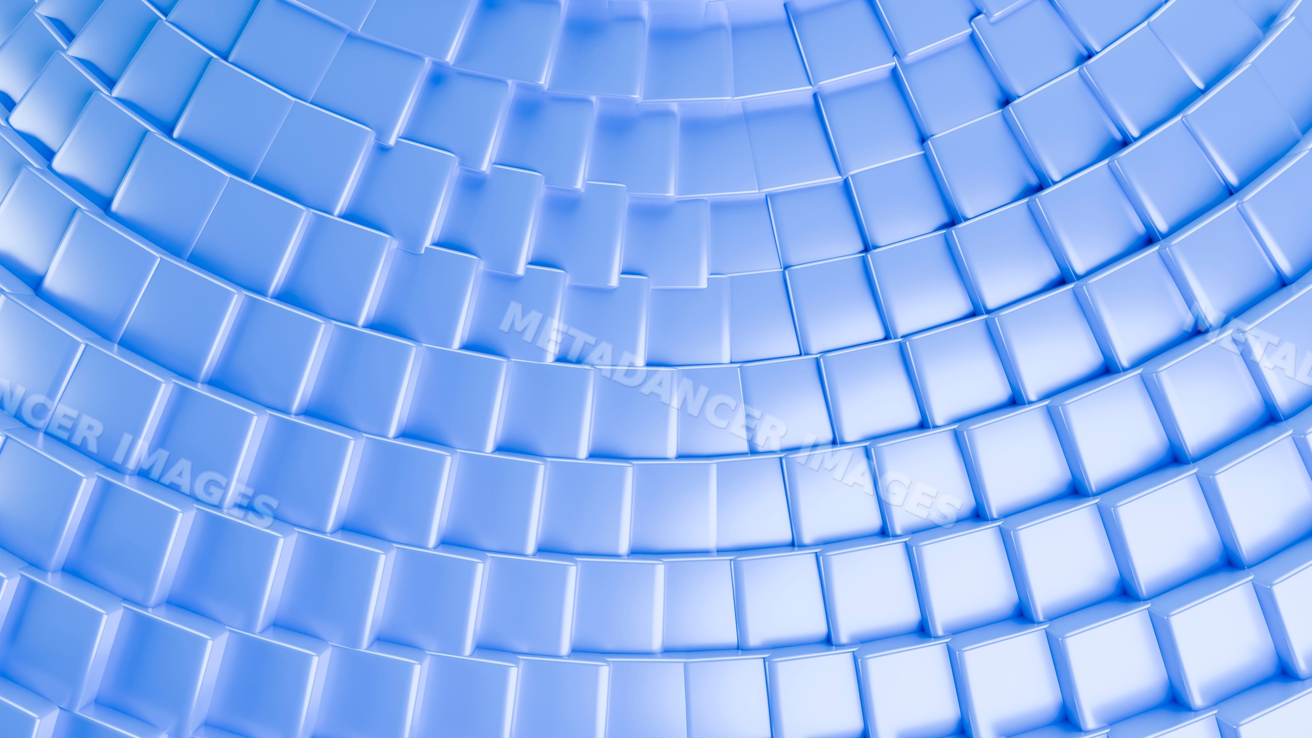 Blue 3d curved abstract pattern of repeating square tiles