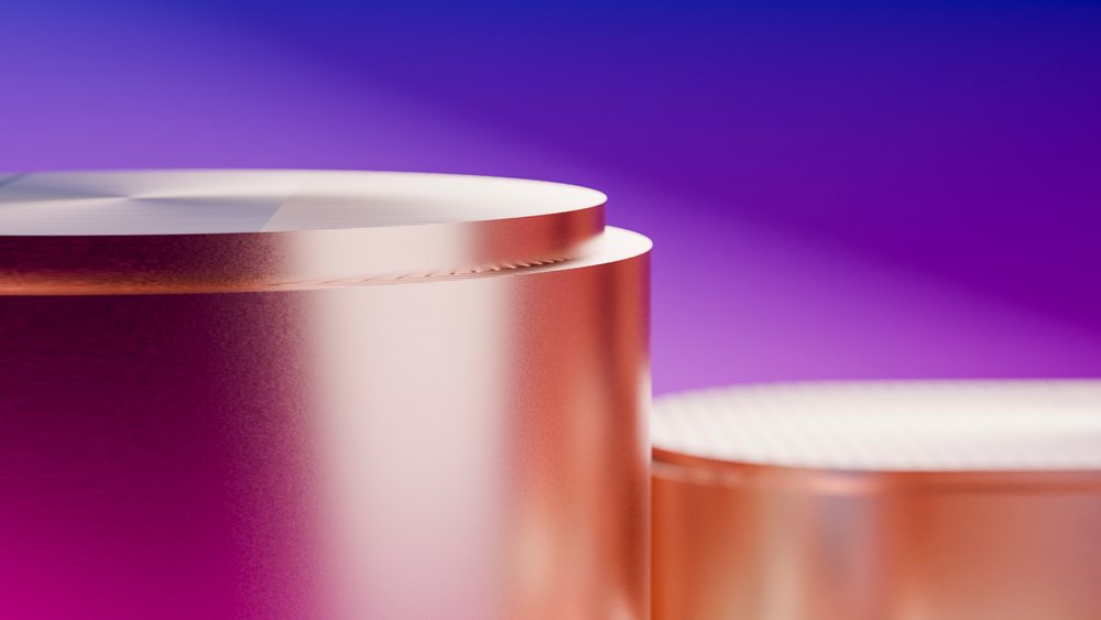Metallic orange cylindrical shapes with rounded edges illustration
