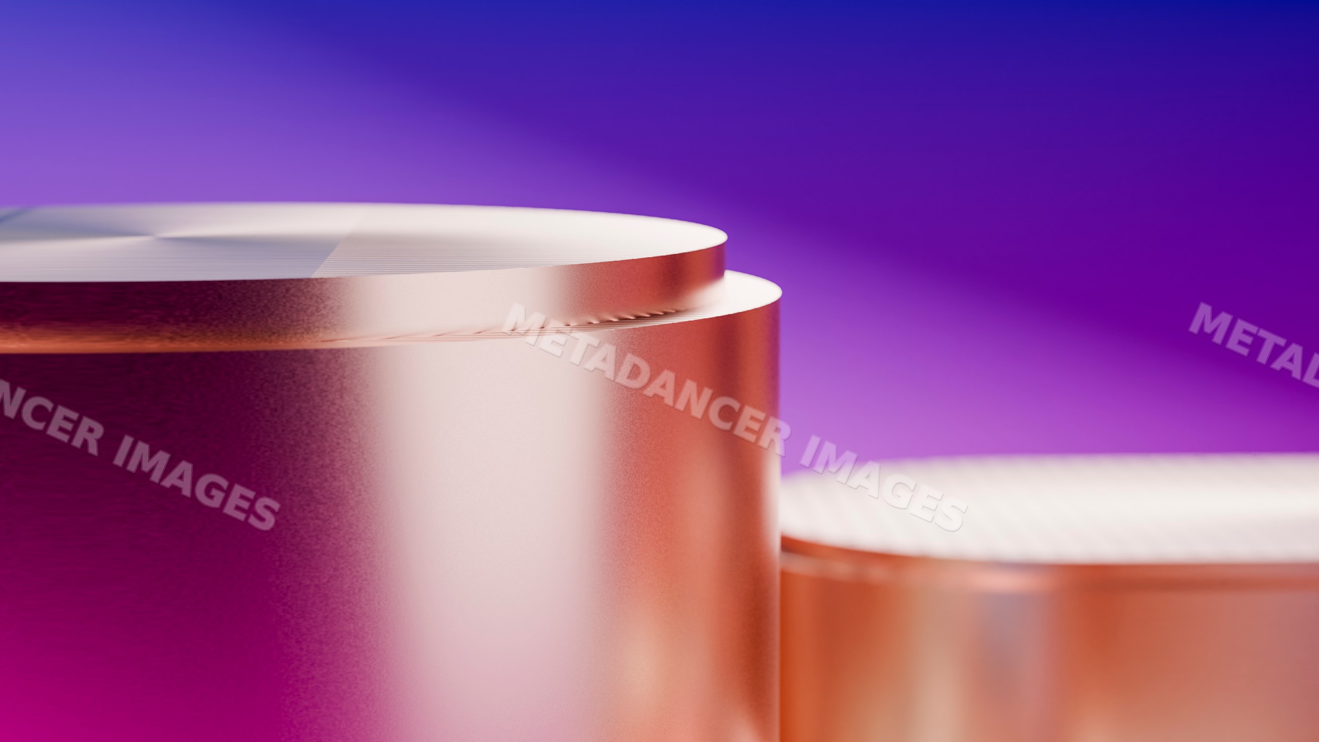Metallic orange cylindrical shapes with rounded edges illustration