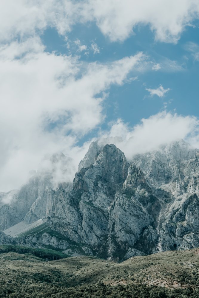 Rocky mountain landscape with clouds