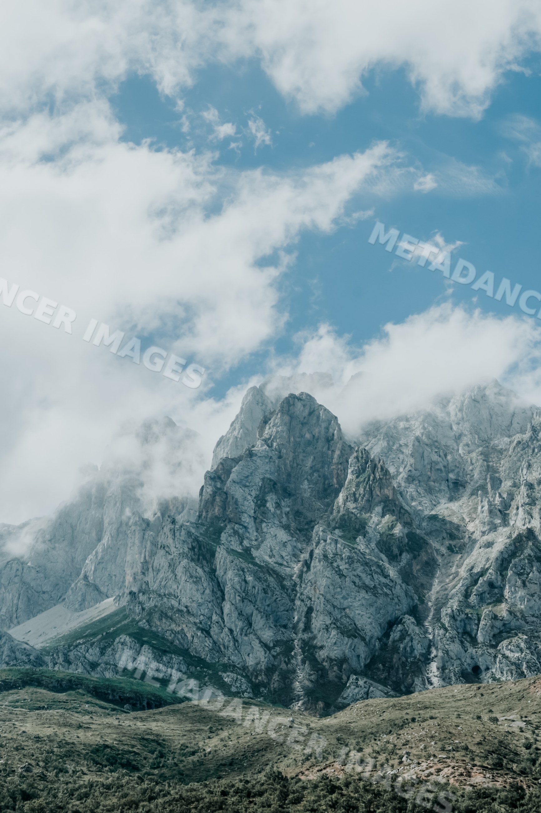 Rocky mountain landscape with clouds