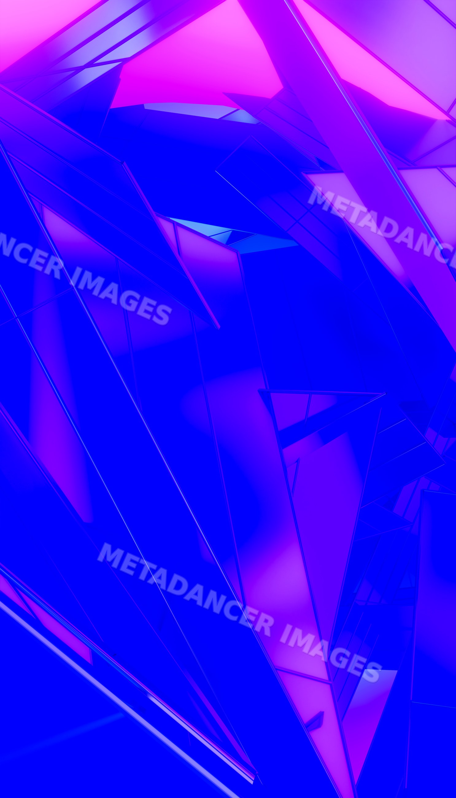 A 3d digital rendering of abstract blue and purple geometric shapes