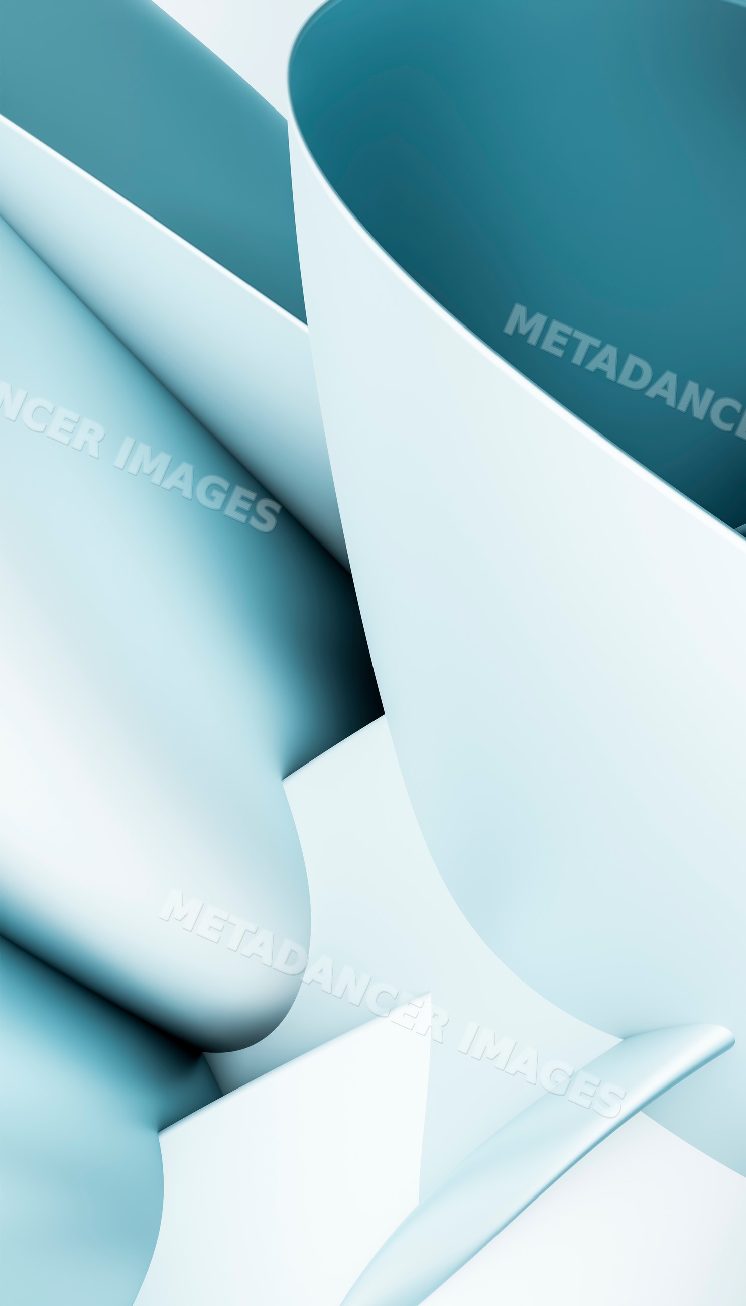 Abstract smooth blue curved three-dimensional shapes with soft