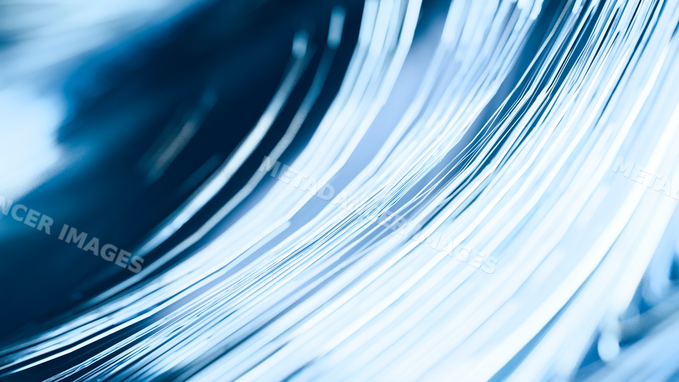Abstract blue flowing wave-like lines digital illustration
