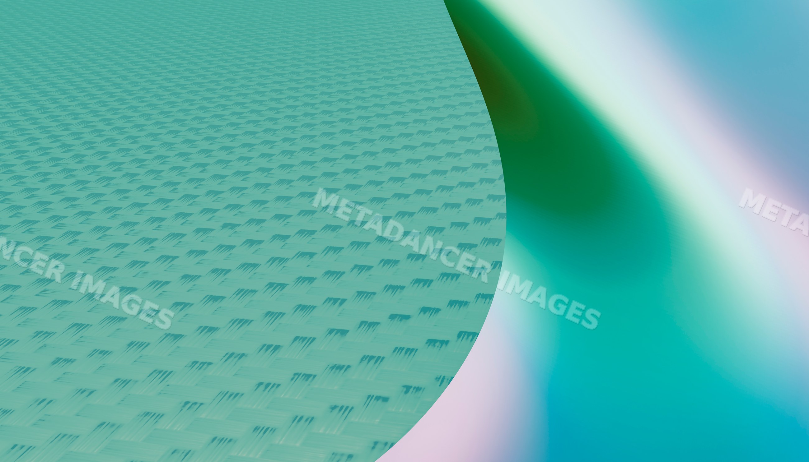 Closeup of woven fabric surface with curved texture and turquoise