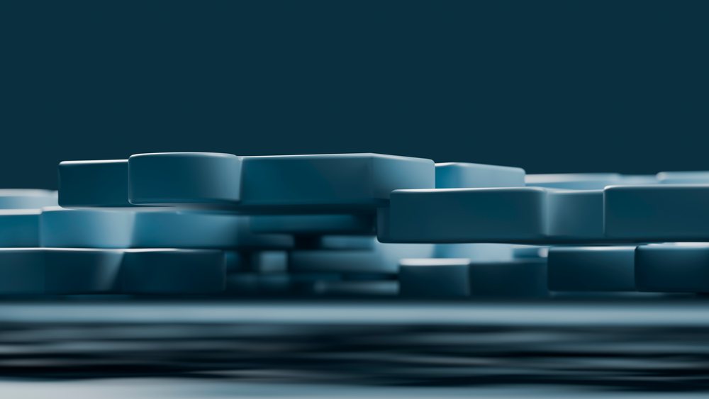Abstract blue geometric shapes stacked