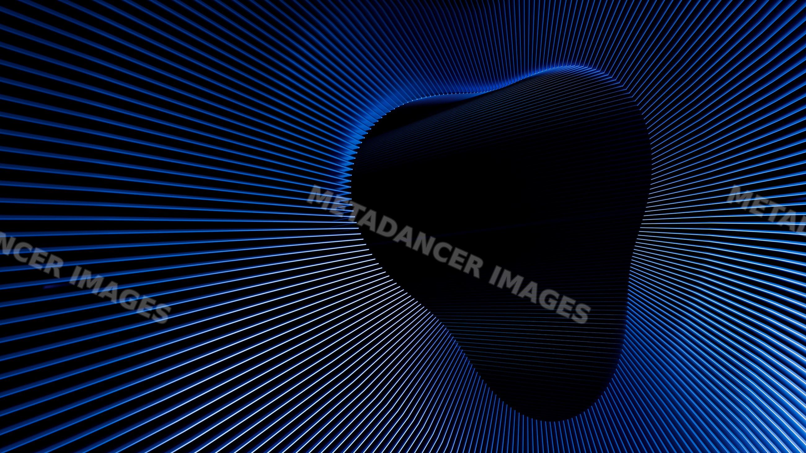 Abstract blue glowing curved lines form dynamic wave shape