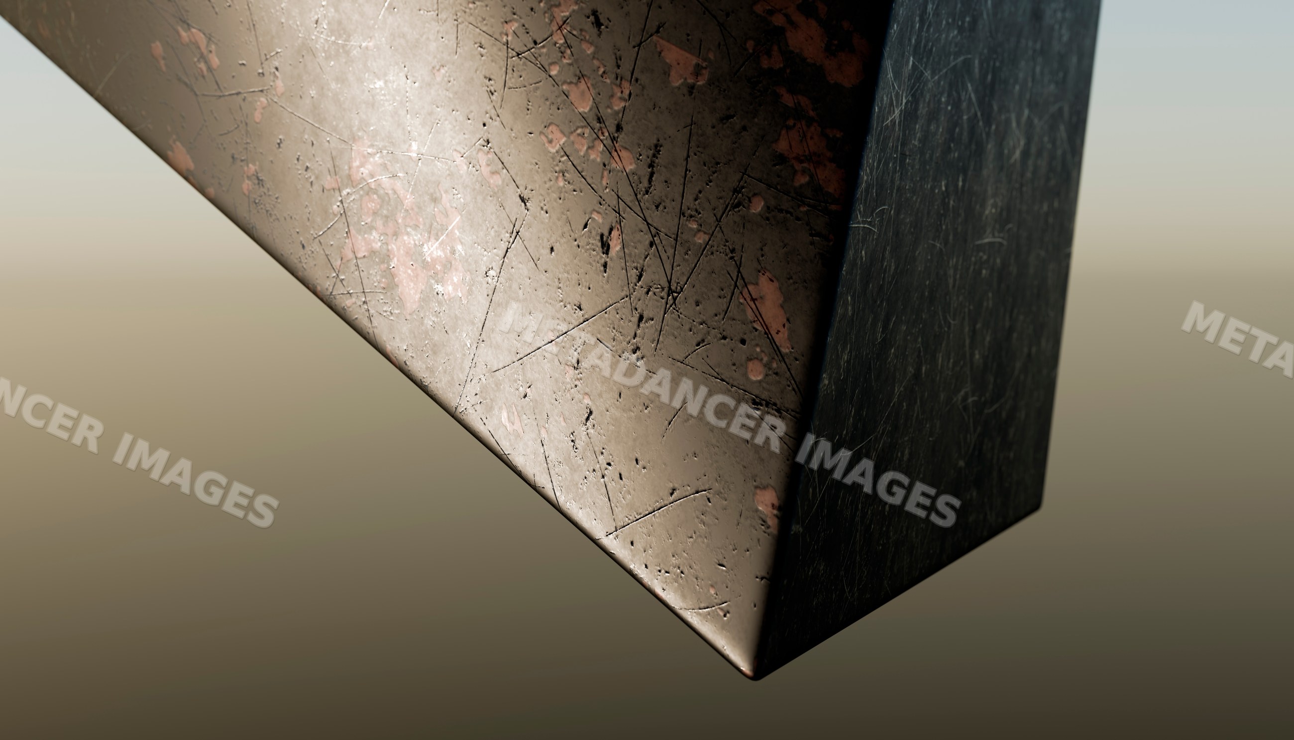 Close-up of scratched and rusted metal surface with visible textures
