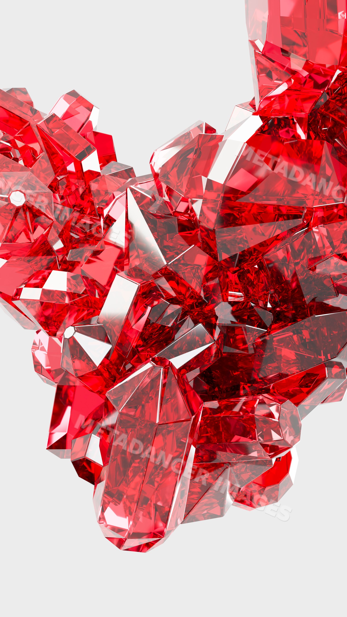 Cluster of faceted red crystals digital illustration