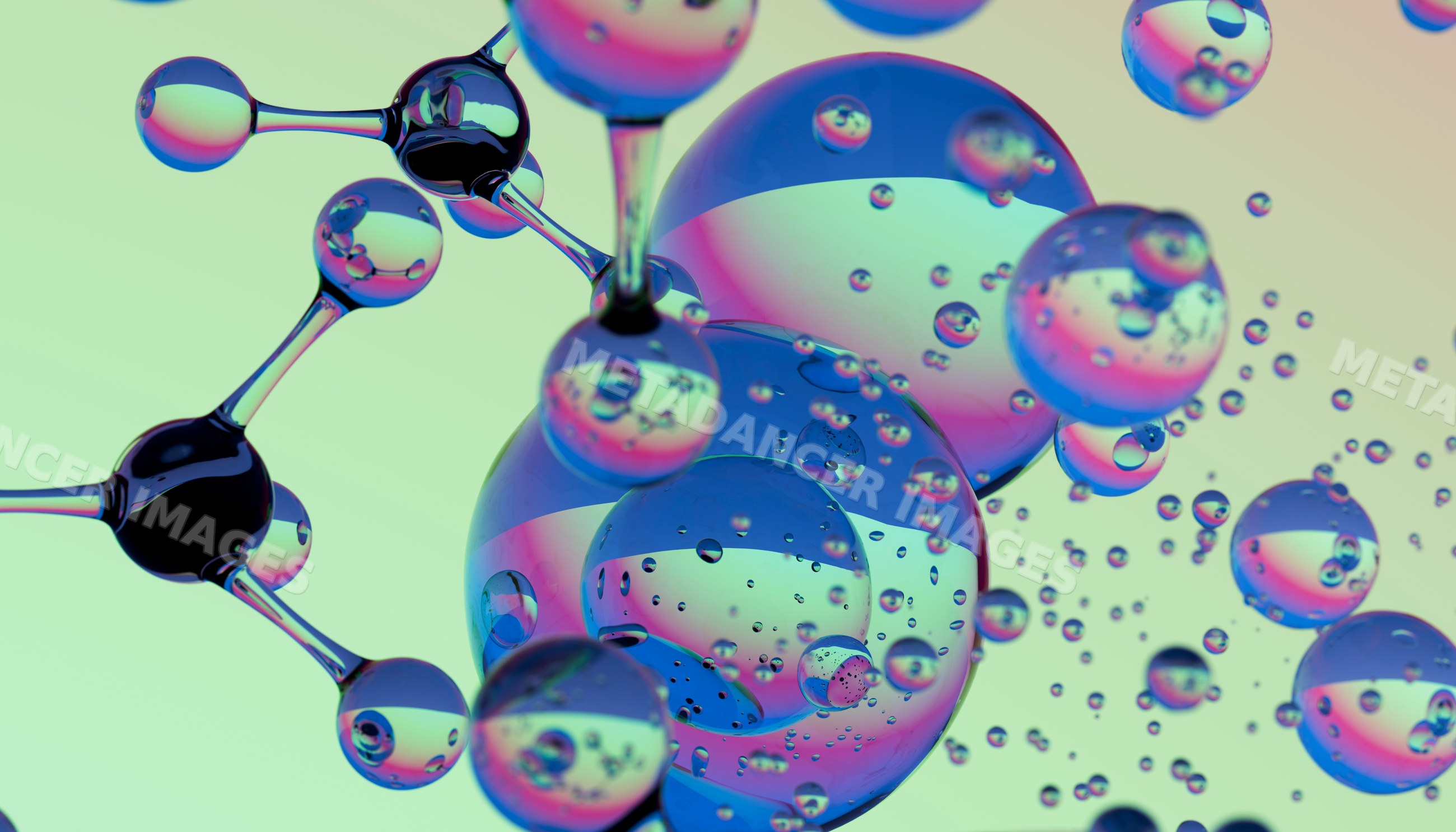 3d illustration of molecular structure with colorful transparent