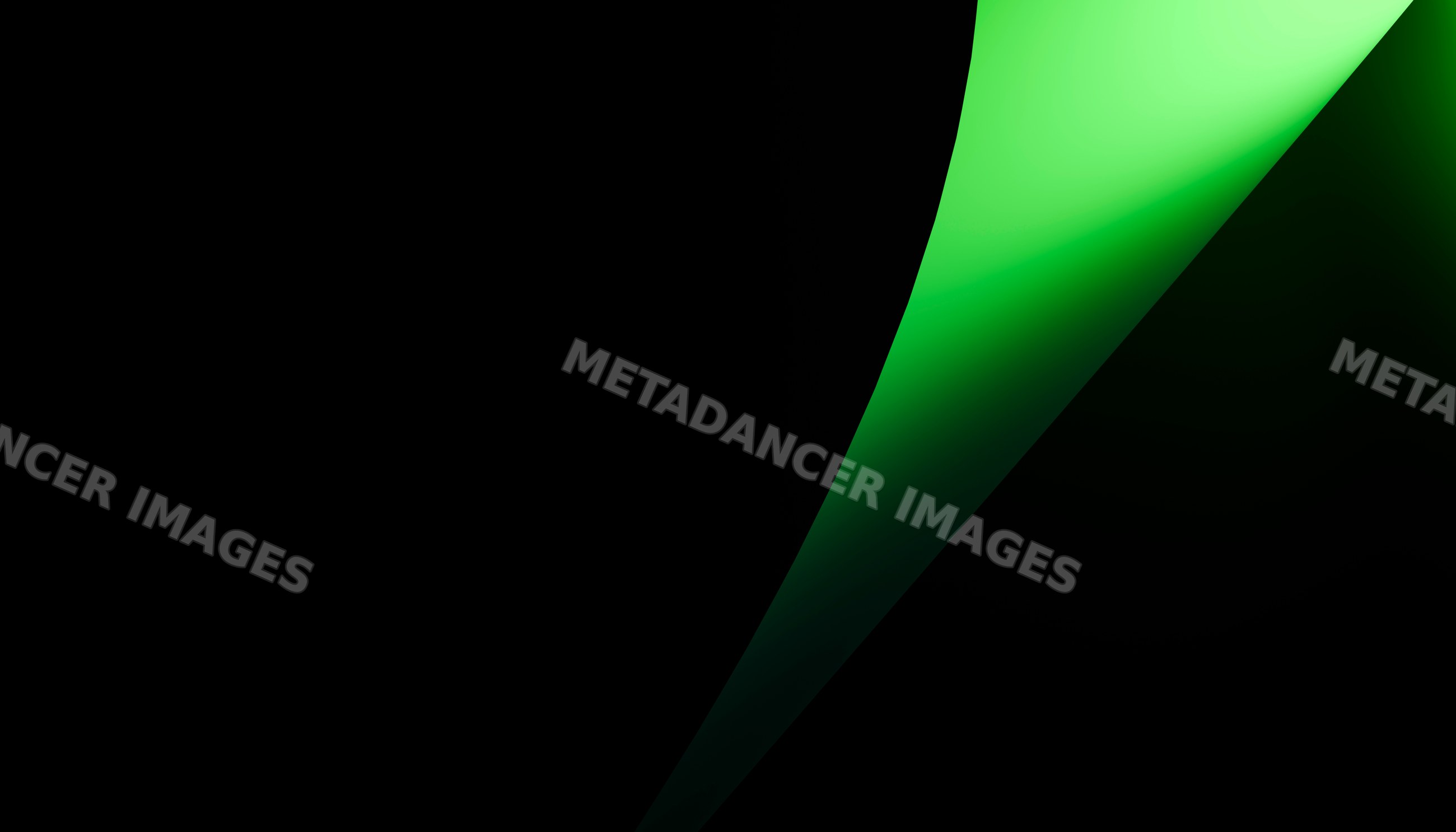 Green curved abstract light shape on dark background