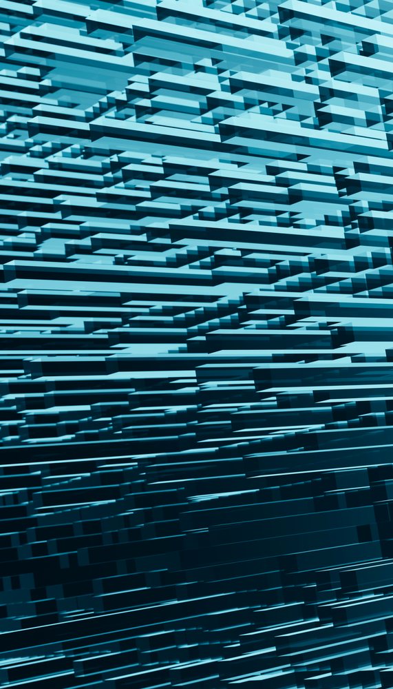 Horizontal blue 3d rectangular blocks layered