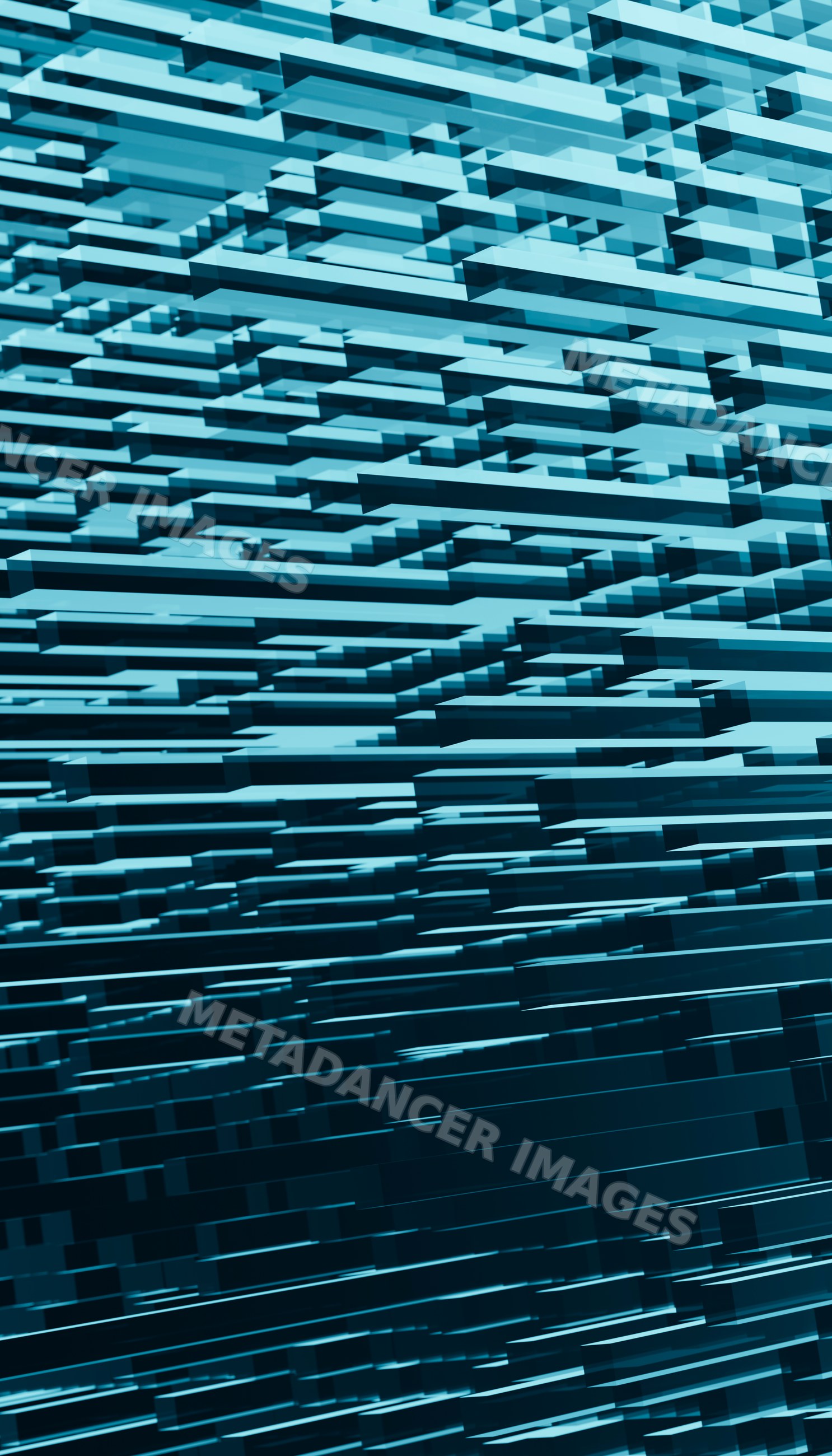 Horizontal blue 3d rectangular blocks layered