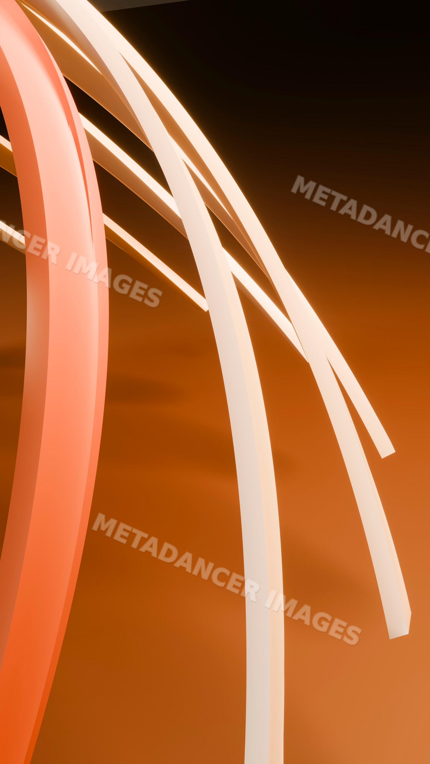 Abstract digital illustration with flowing orange and white curved
