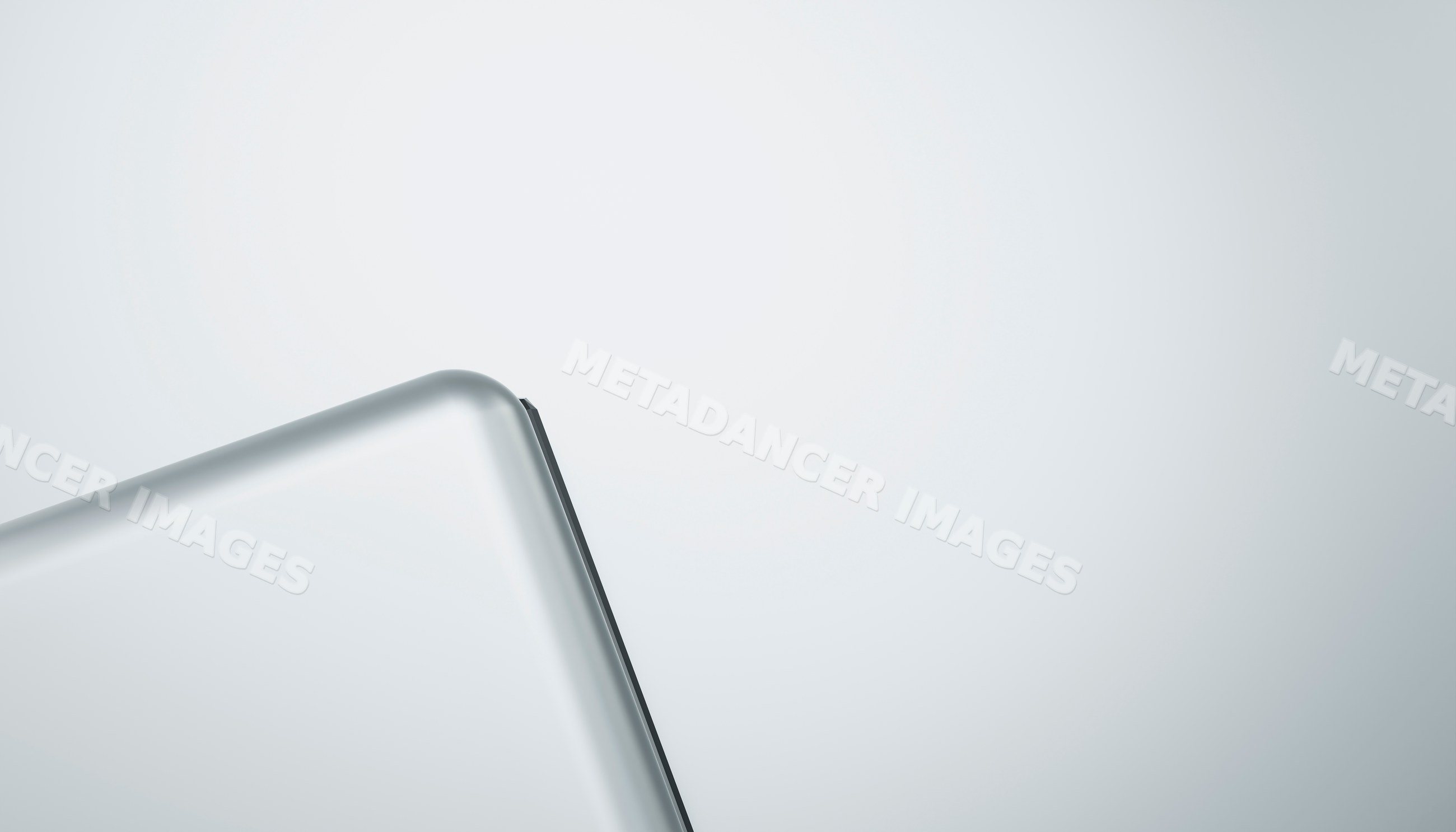 Silver laptop corner on white background